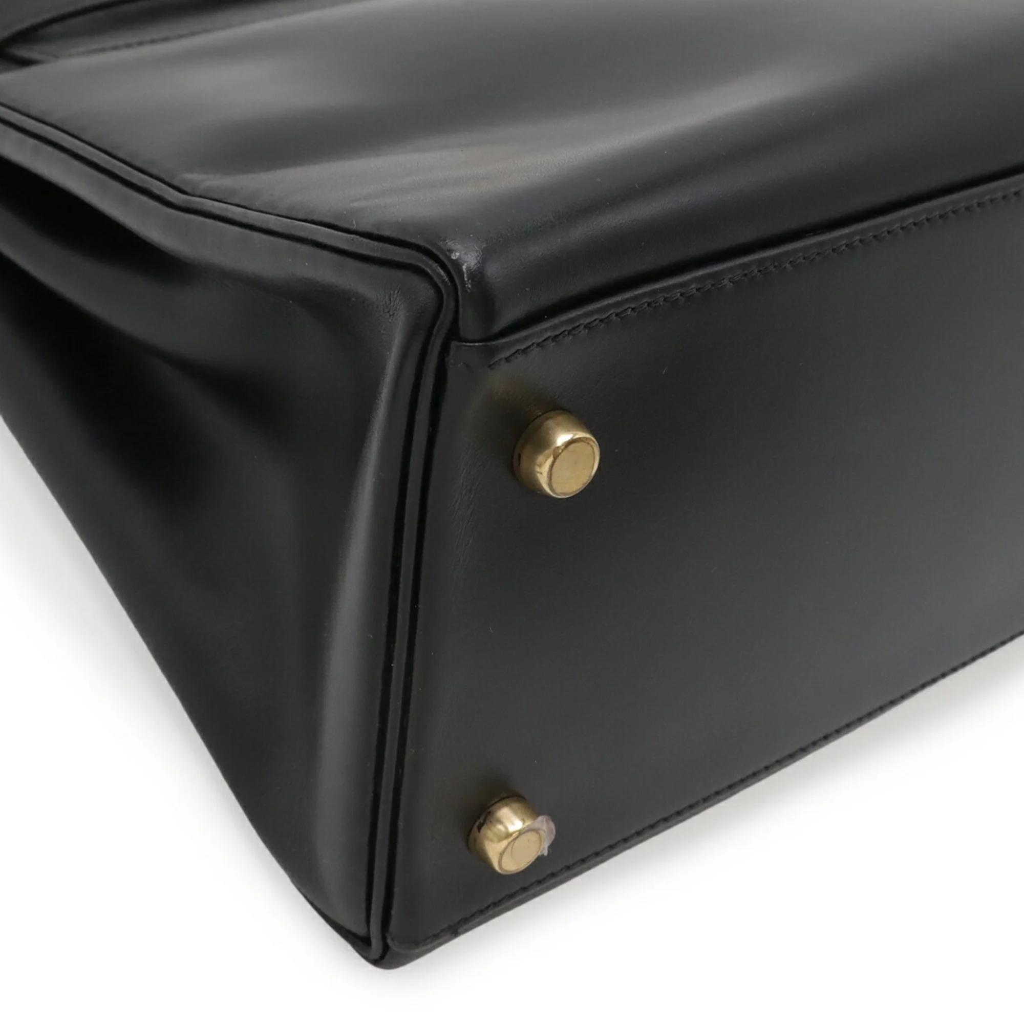 Kelly Handbag Black Box Calf with Gold Hardware 32 - Image 4