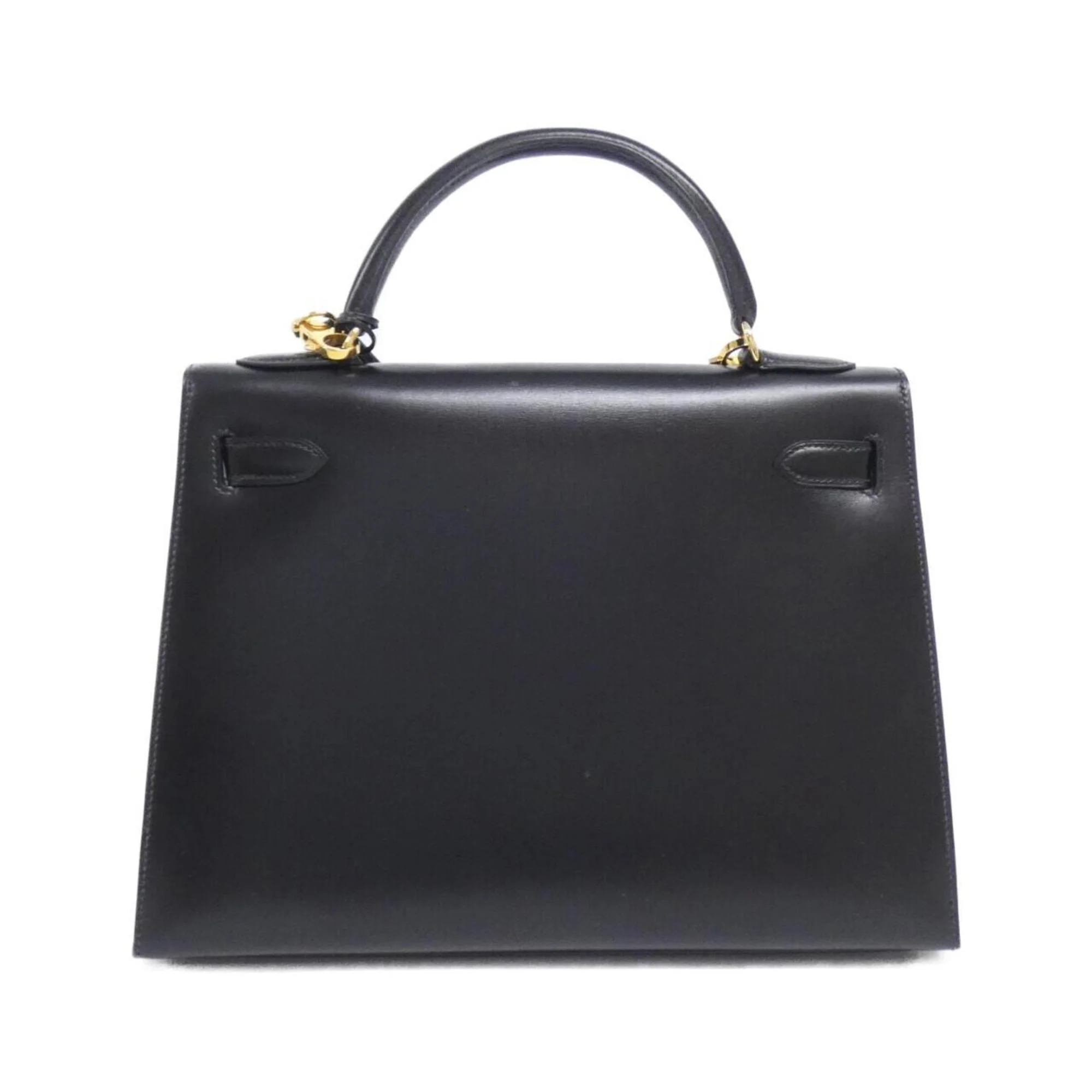 Kelly Handbag Black Box Calf with Gold Hardware 32 - Image 2