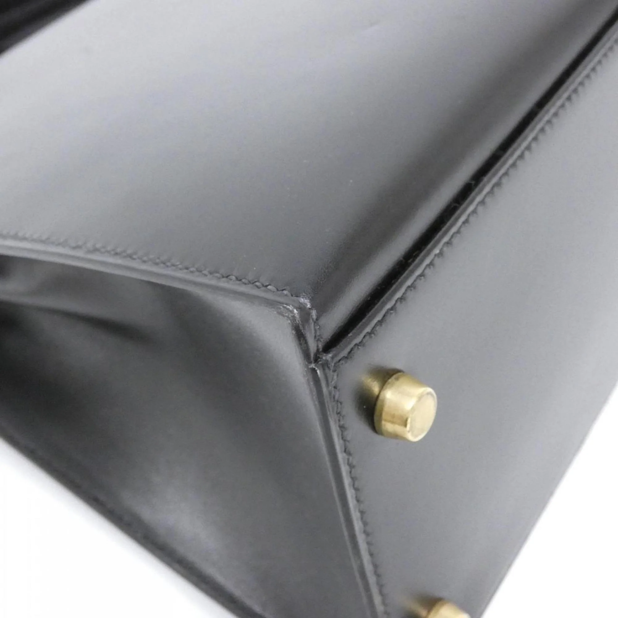 Kelly Handbag Black Box Calf with Gold Hardware 32 - Image 3