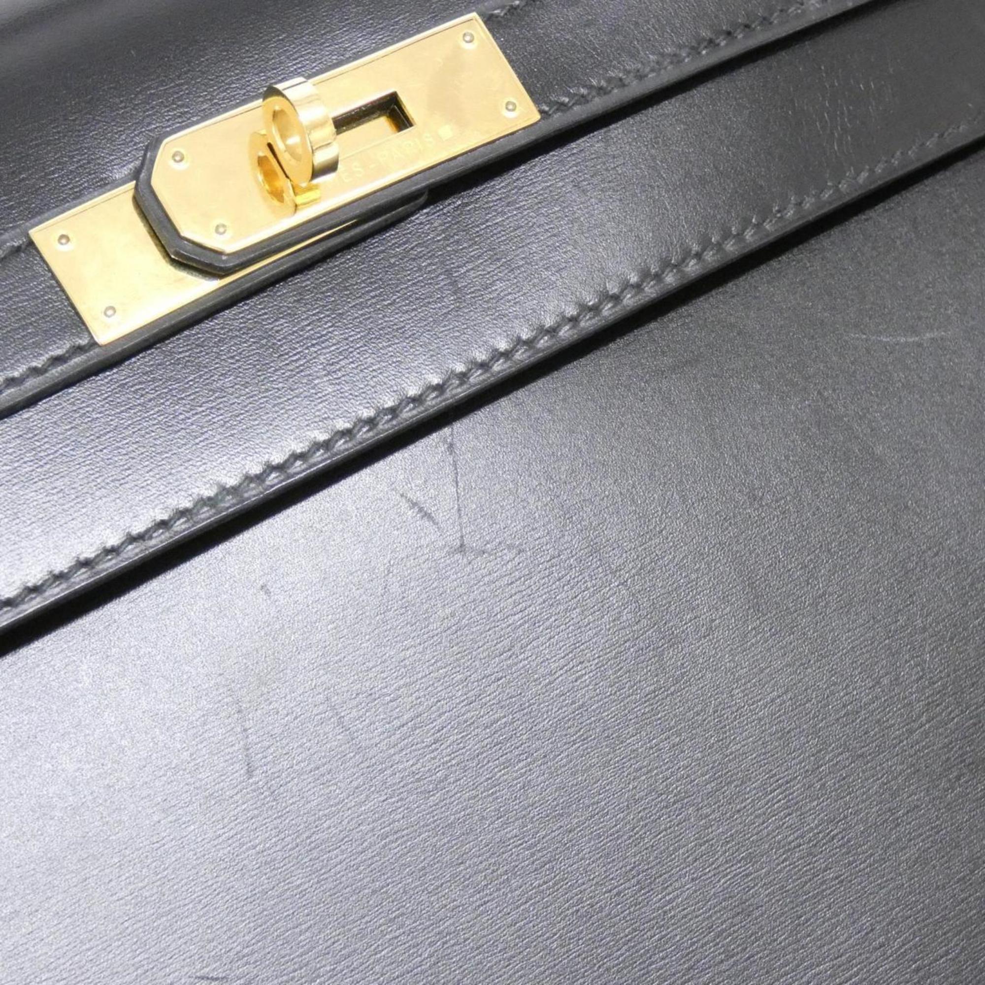 Kelly Handbag Black Box Calf with Gold Hardware 32 - Image 4