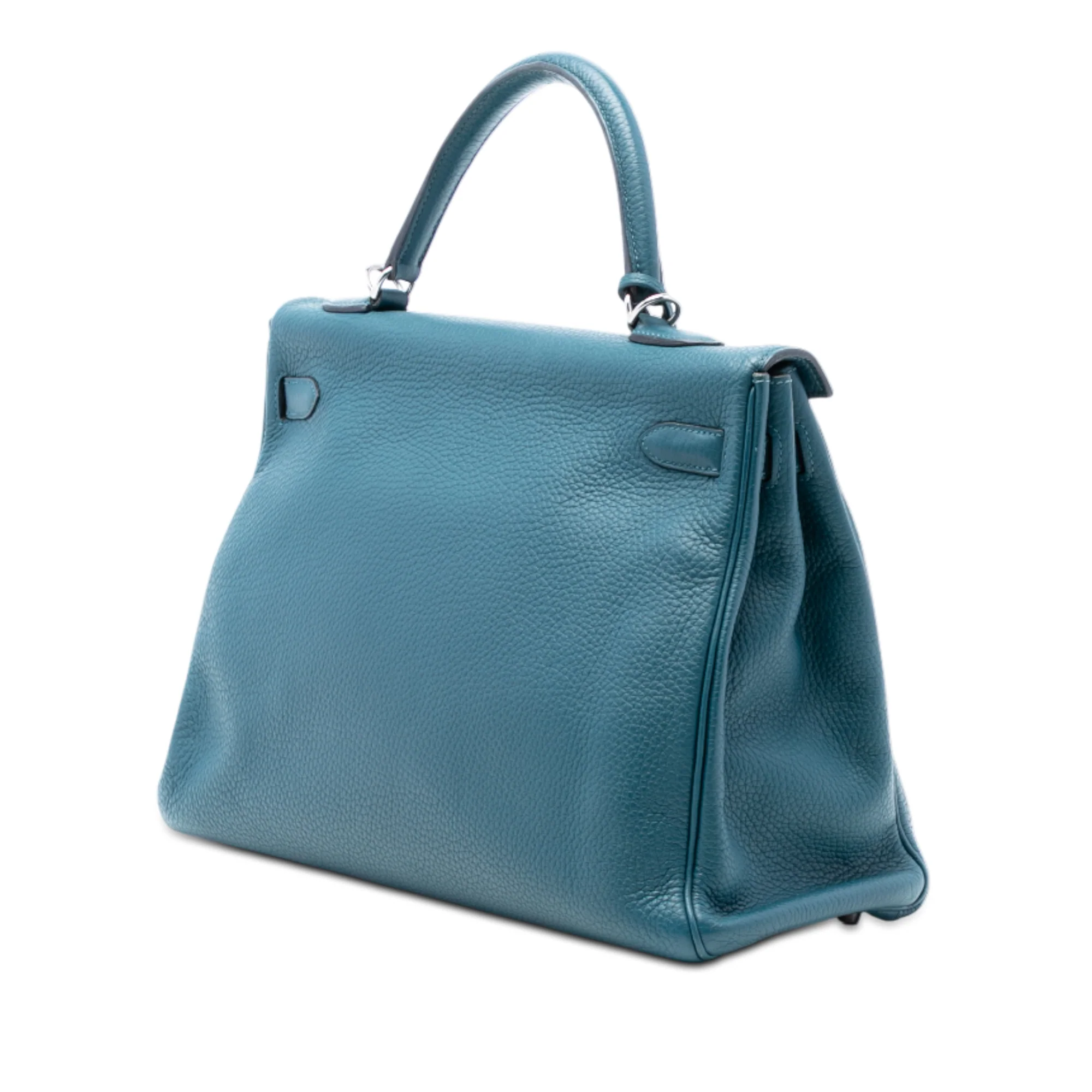 Kelly Handbag Blue Clemence with Palladium Hardware 35 - Image 2