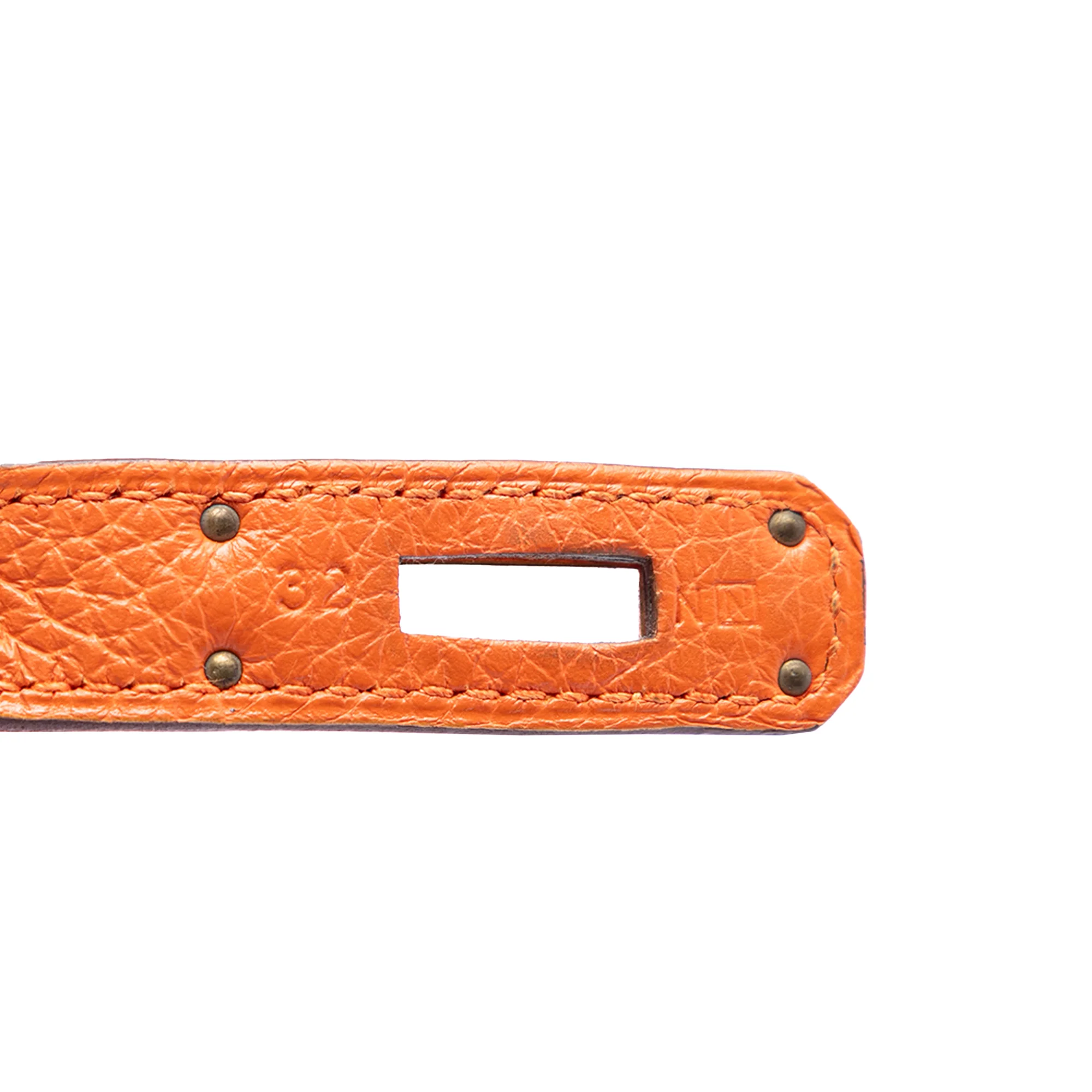 Kelly Handbag Orange Clemence with Gold Hardware 35 - Image 6