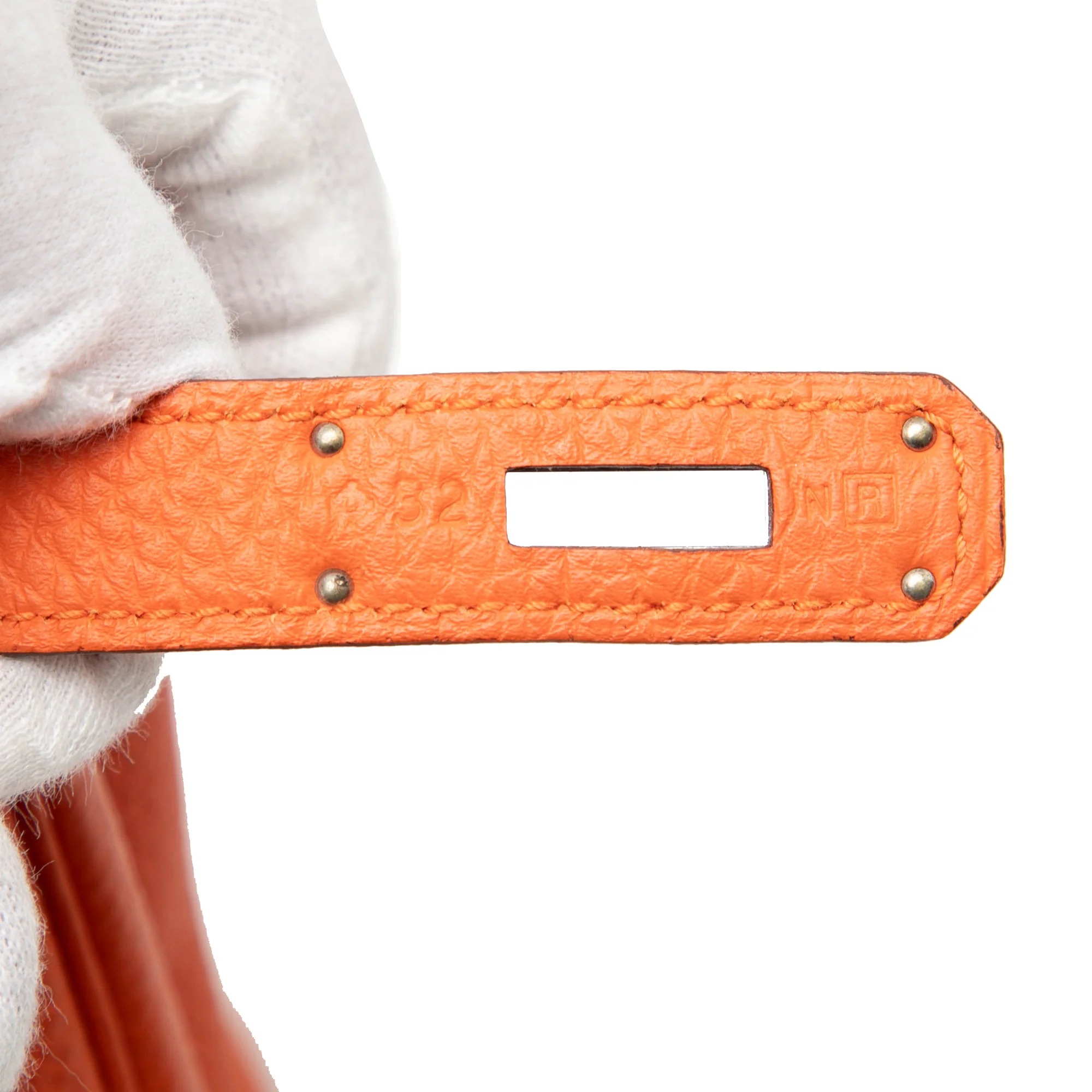 Kelly Handbag Orange Togo with Palladium Hardware 35 - Image 6