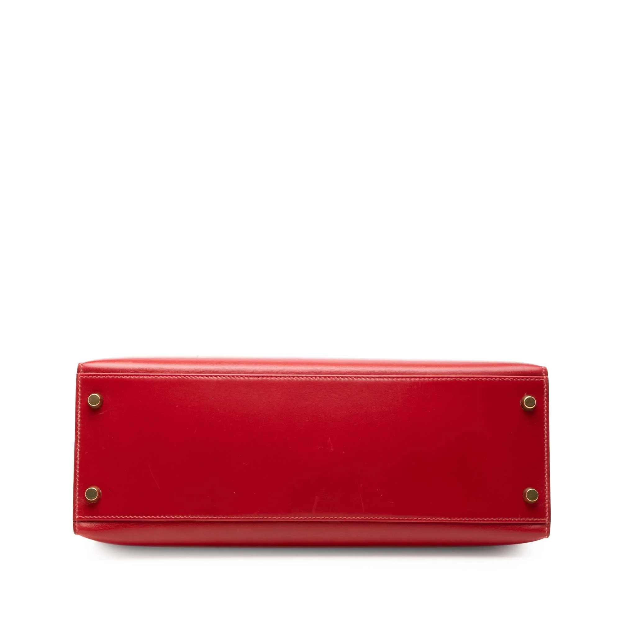 Kelly Handbag Red Box Calf with Gold Hardware 32 - Image 3