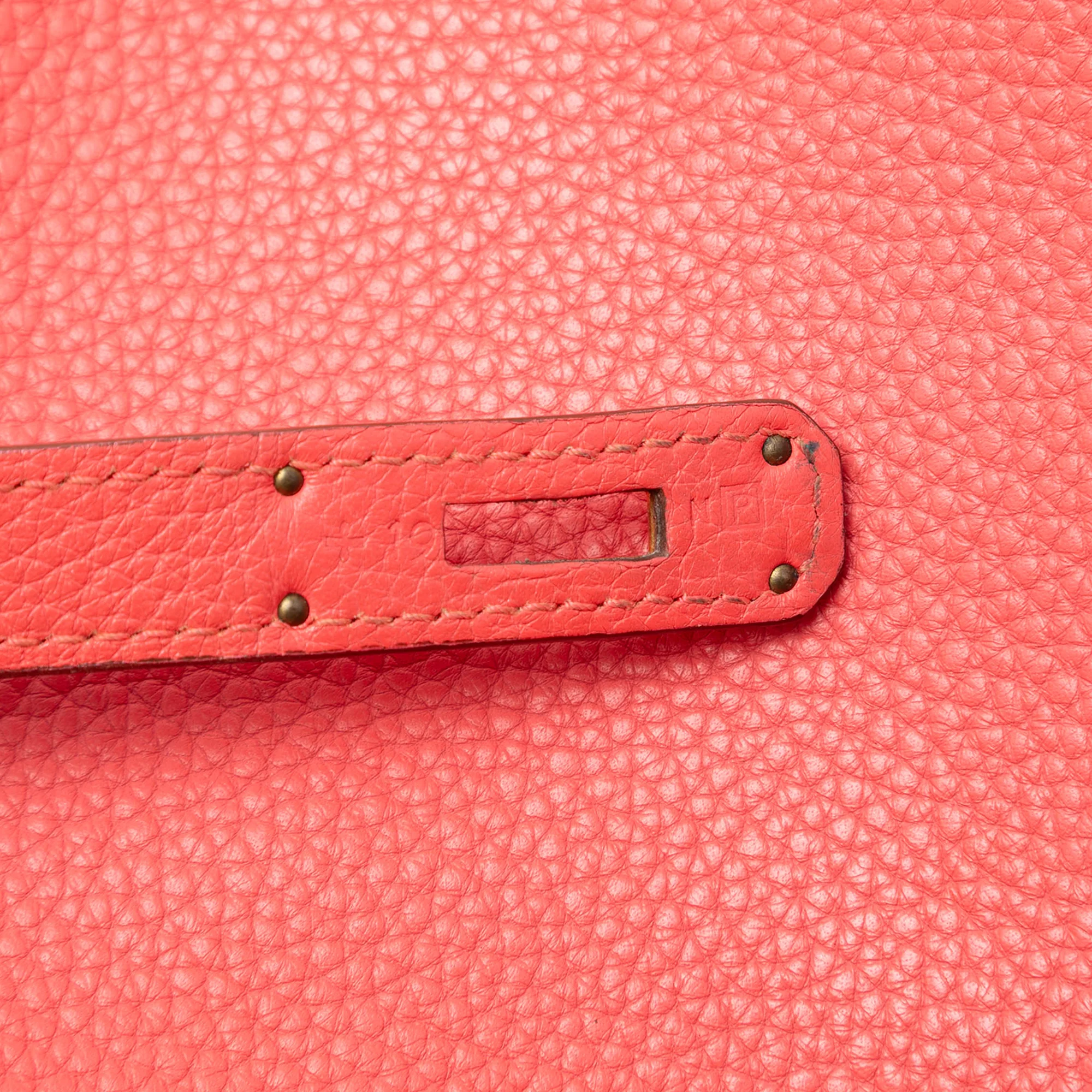 Kelly Handbag Red Clemence with Gold Hardware 35 - Image 5