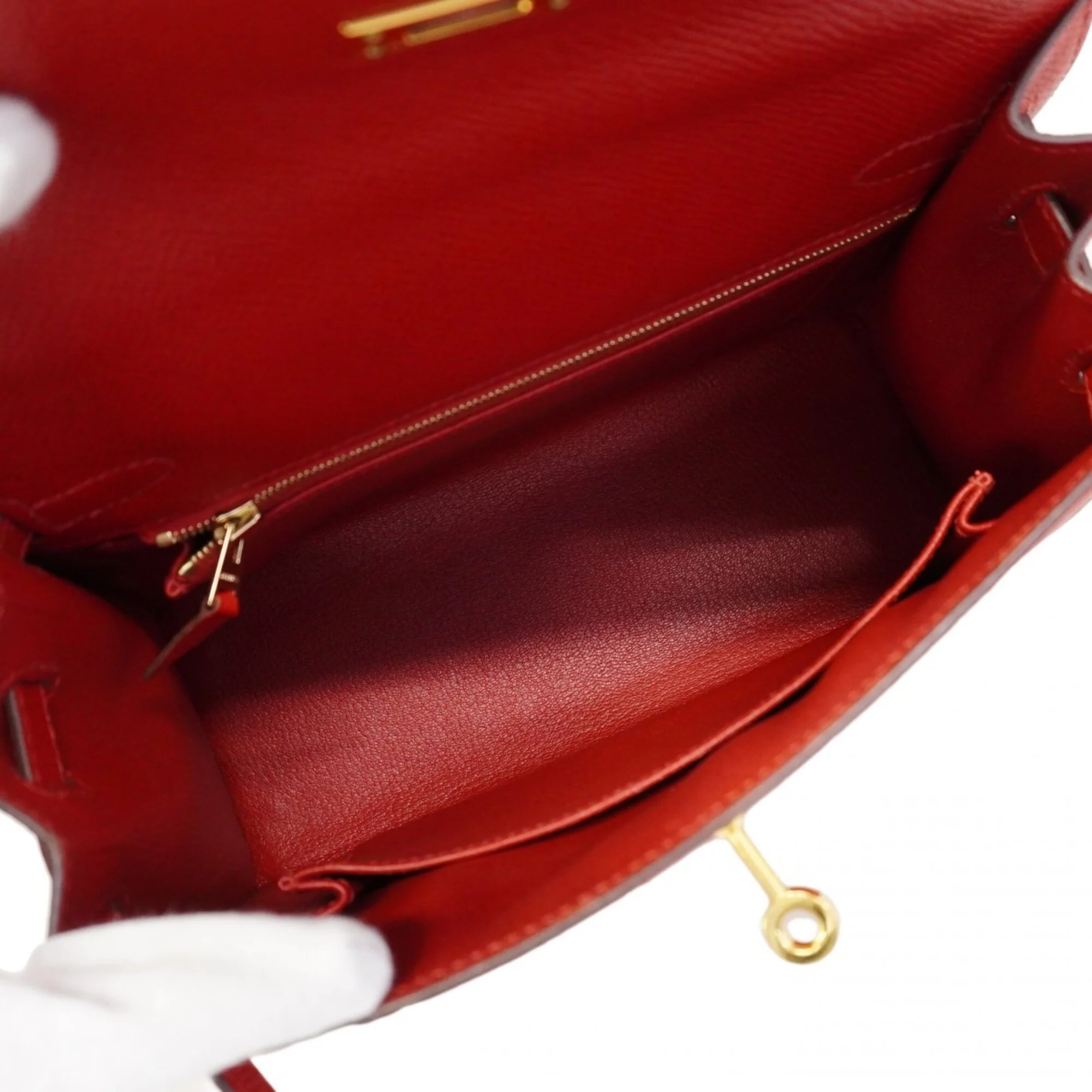 Kelly Handbag Red Epsom with Gold Hardware 25 - Image 4