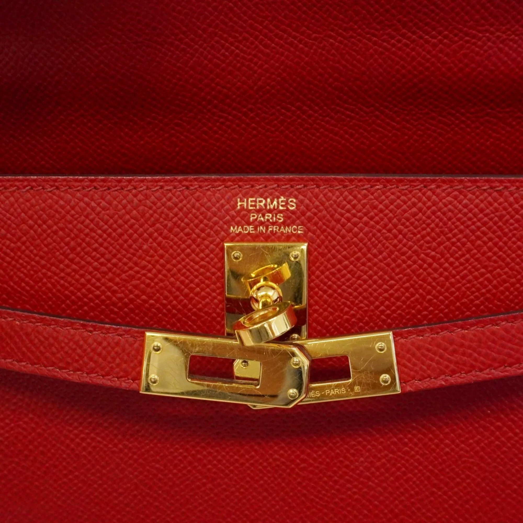Kelly Handbag Red Epsom with Gold Hardware 25 - Image 5