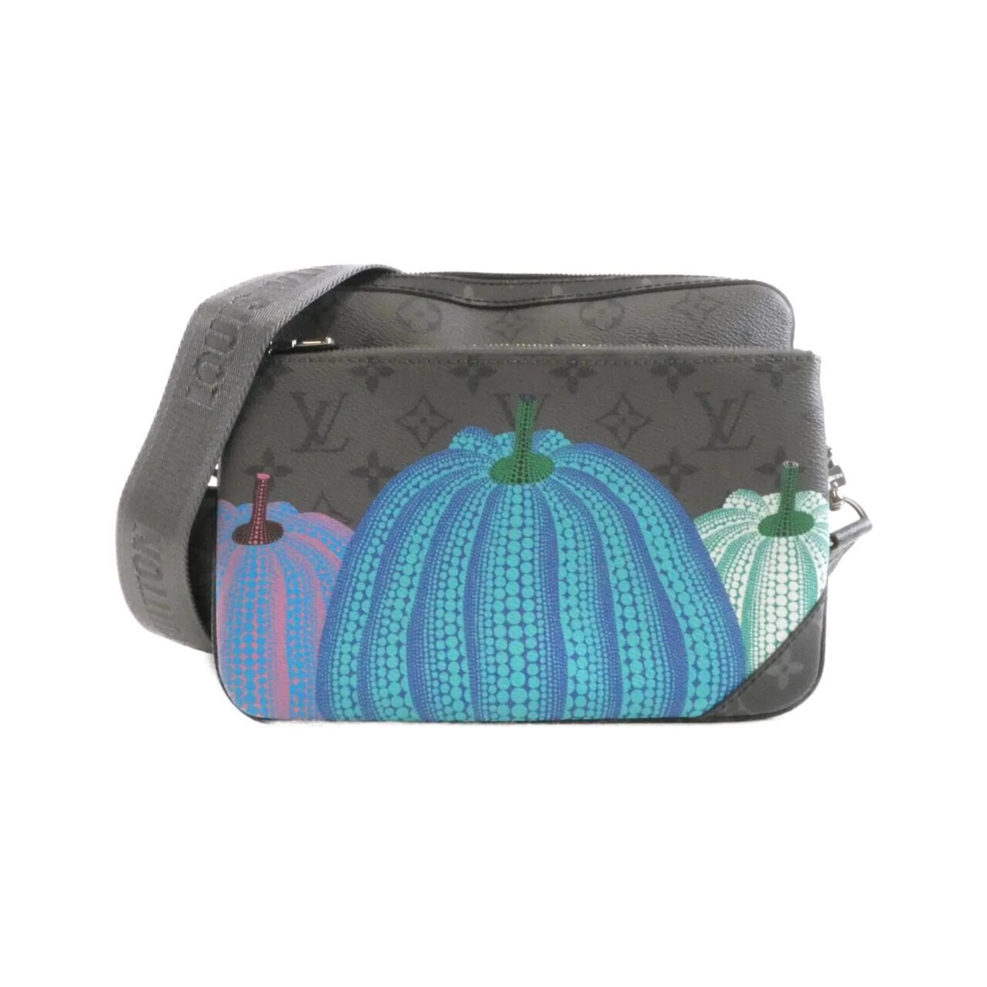 Trio Messenger Bag Yayoi Kusama Pumpkins Reverse Monogram Eclipse Canvas