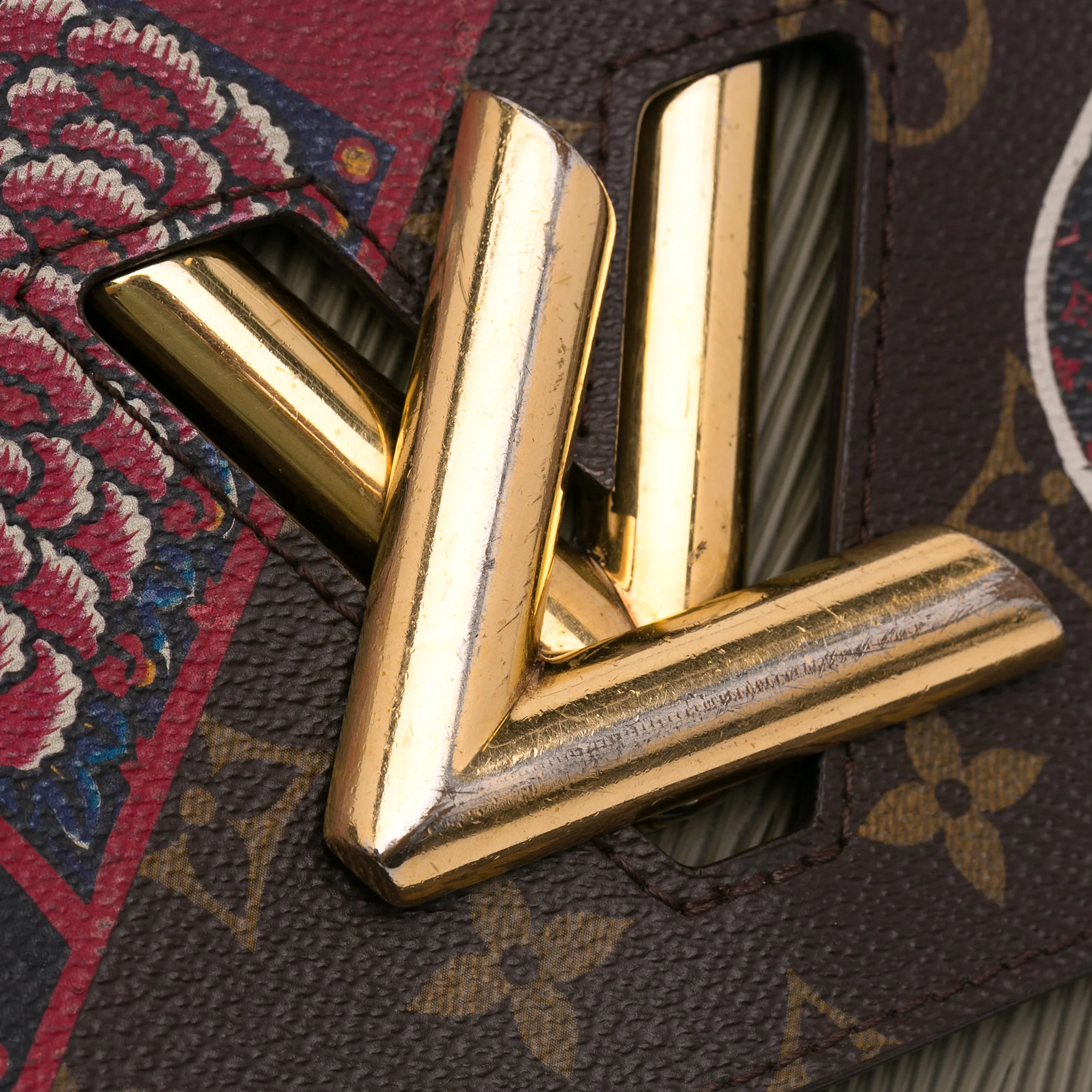 Twist Handbag Limited Edition Kabuki Stickers Monogram Canvas and Epi Leather MM - Image 9
