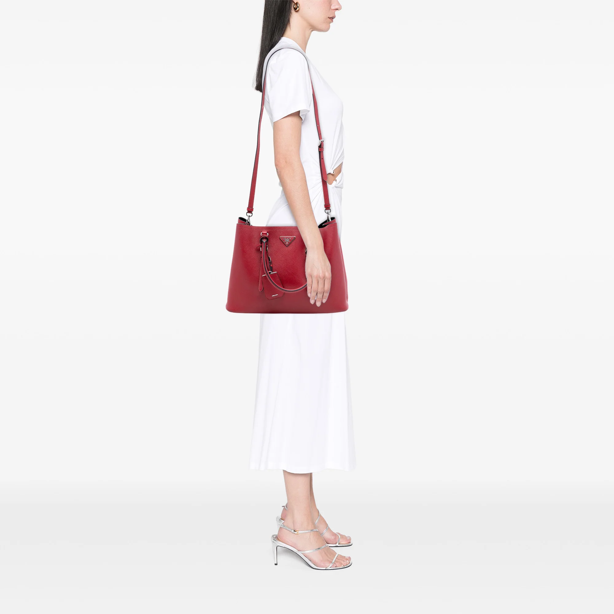 Belted Strap Cuir Double Tote Saffiano Leather Medium - Image 6