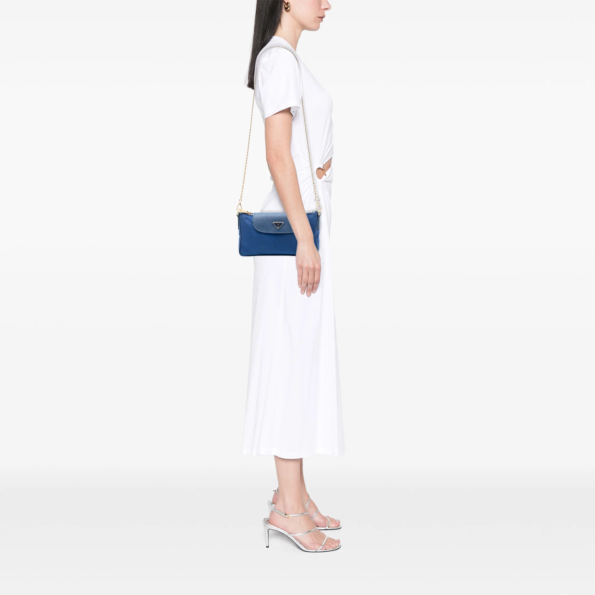 Chain Crossbody Bag Tessuto and Saffiano Leather Small - Image 6