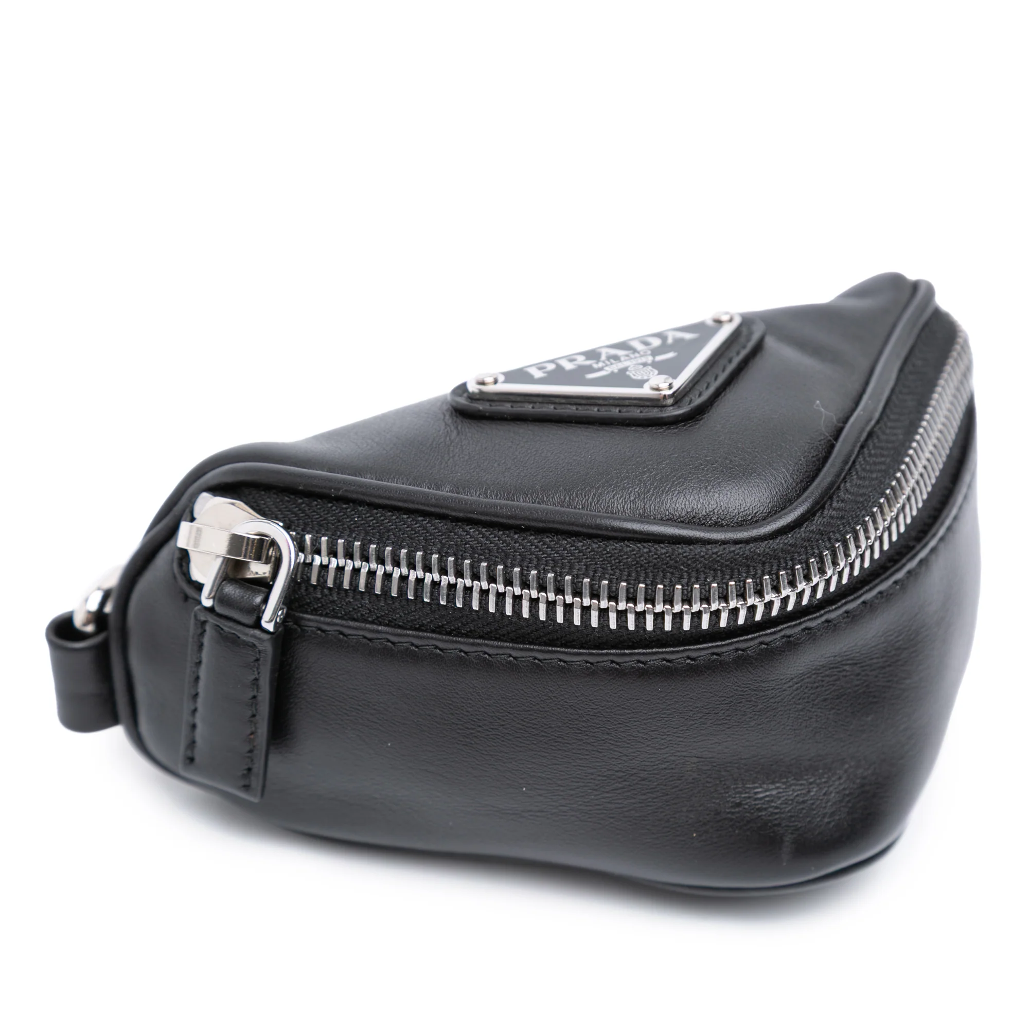 Triangle Logo Zip Crossbody Bag Leather Small - Image 7