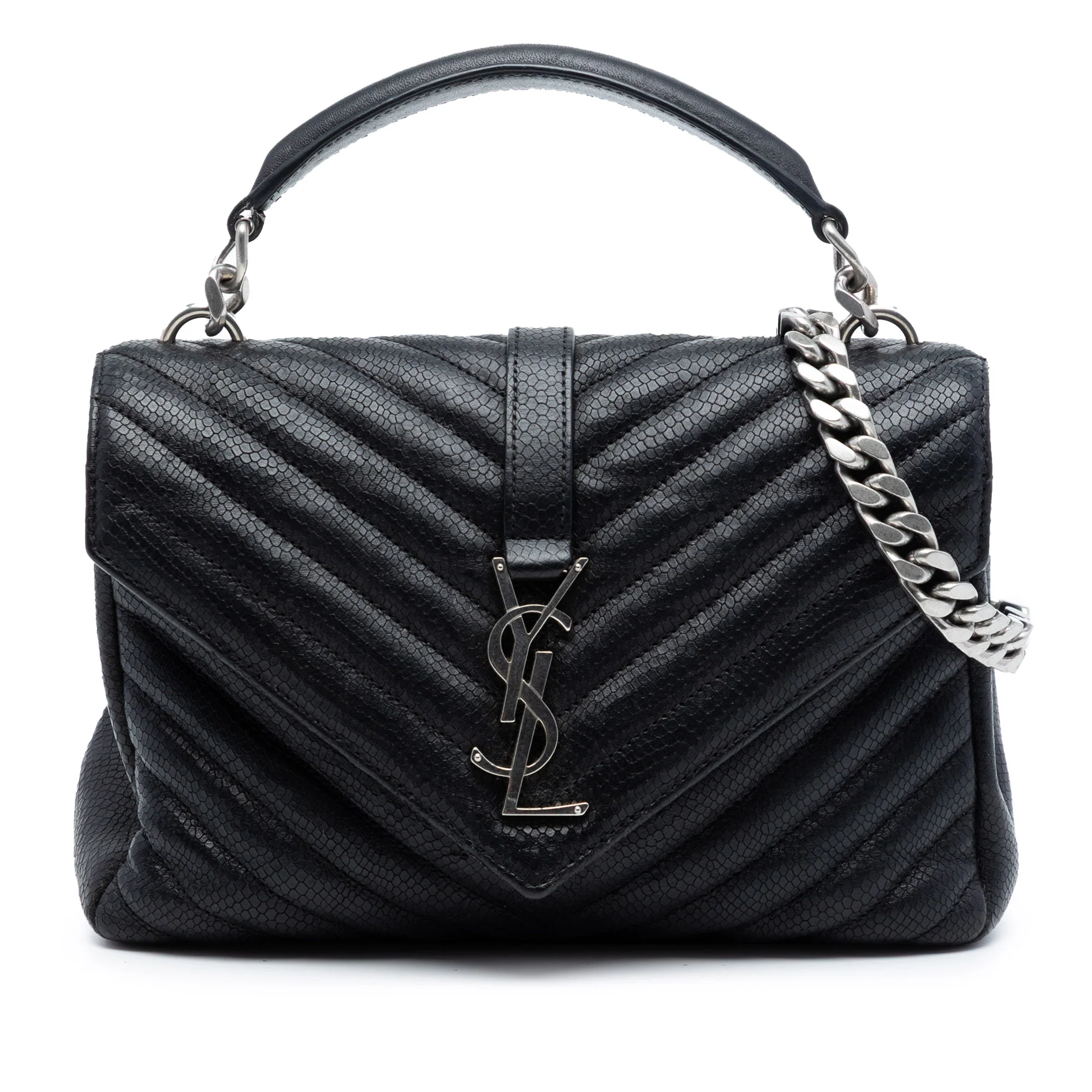 Classic Monogram College Bag Matelasse Chevron Leather Medium