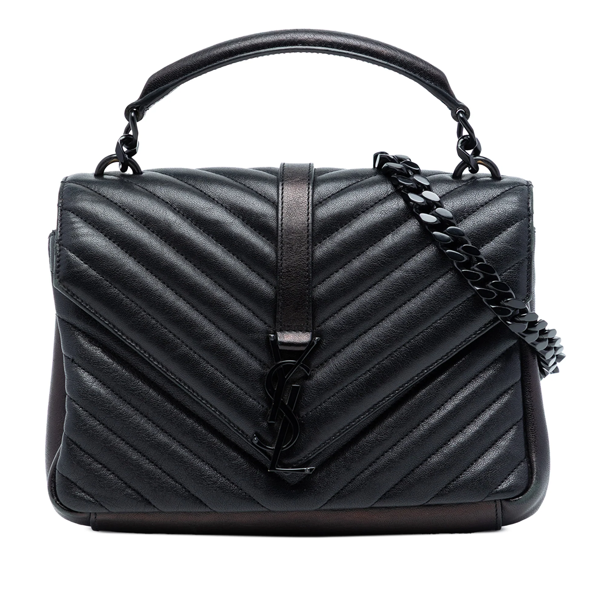Classic Monogram College Bag Matelasse Chevron Leather Medium