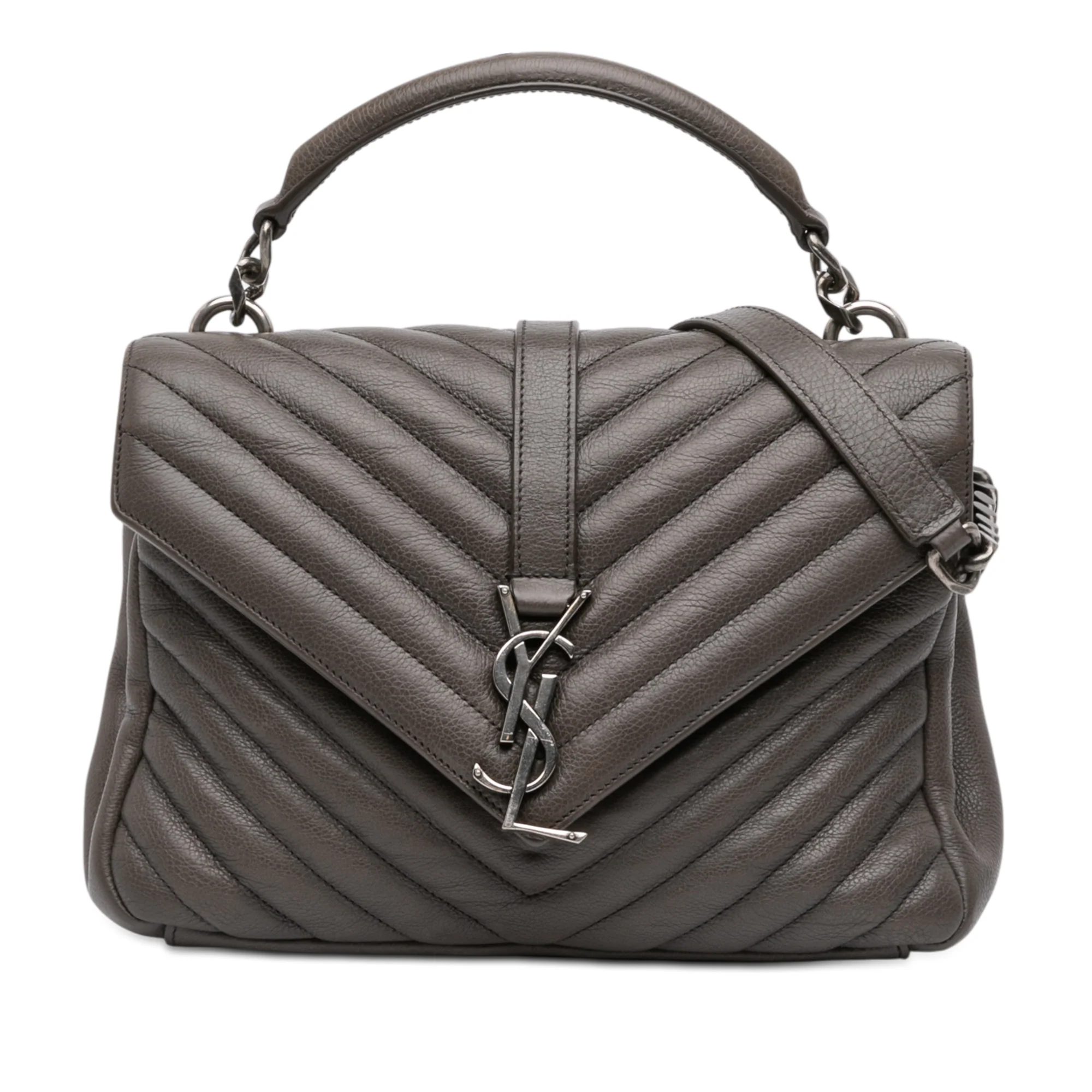 Classic Monogram College Bag Matelasse Chevron Leather Medium