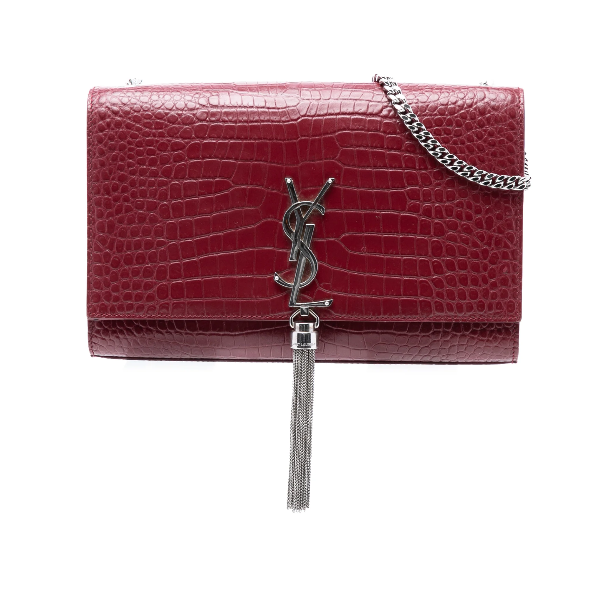 Classic Monogram Tassel Crossbody Bag Crocodile Embossed Leather Medium