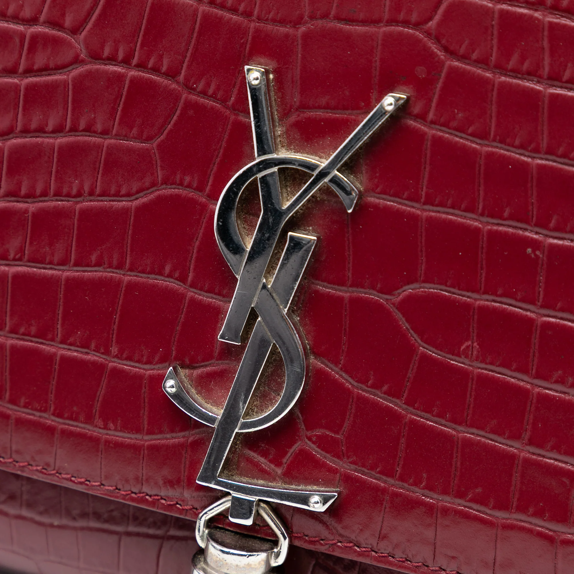Classic Monogram Tassel Crossbody Bag Crocodile Embossed Leather Medium - Image 6