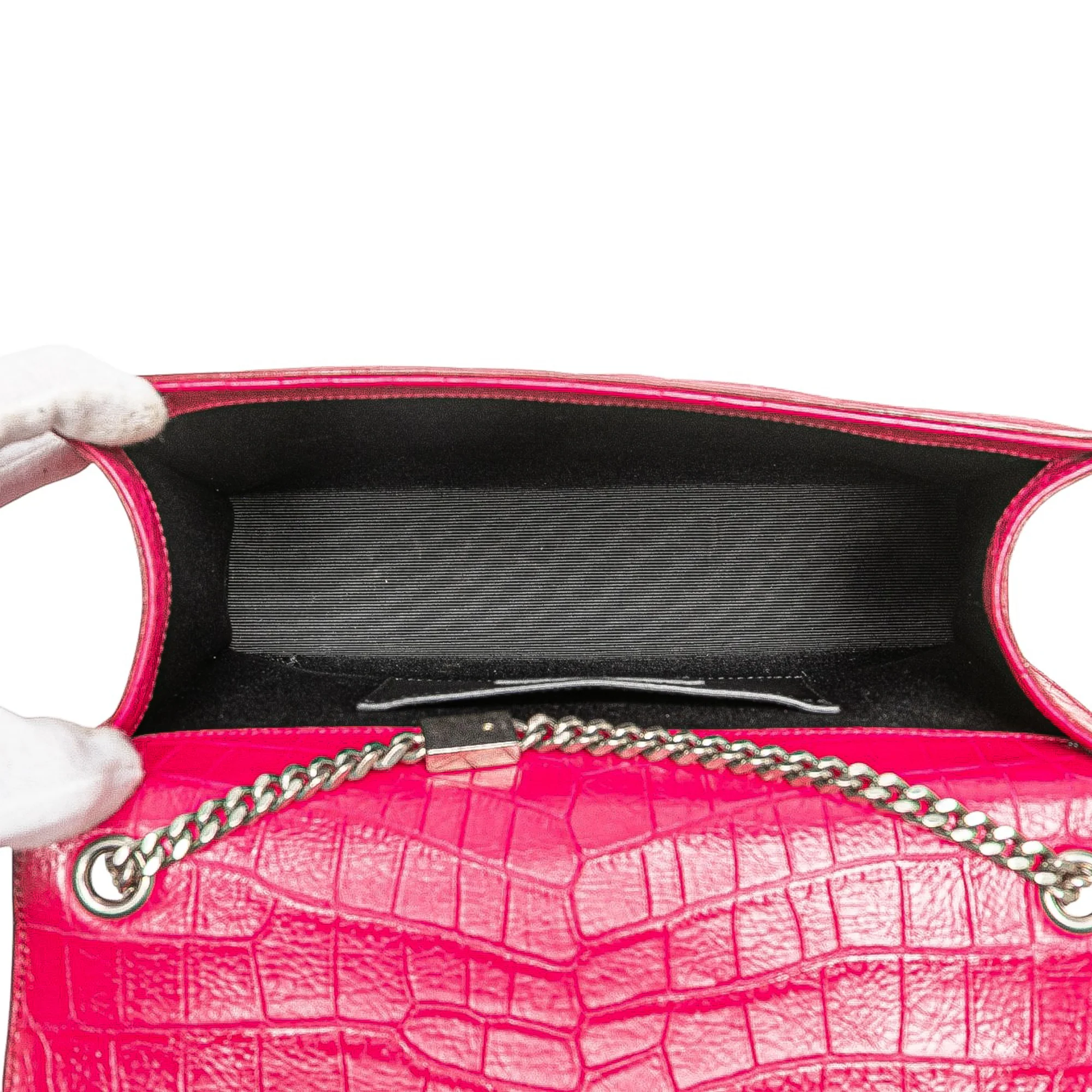 Classic Monogram Tassel Crossbody Bag Crocodile Embossed Leather Medium - Image 4