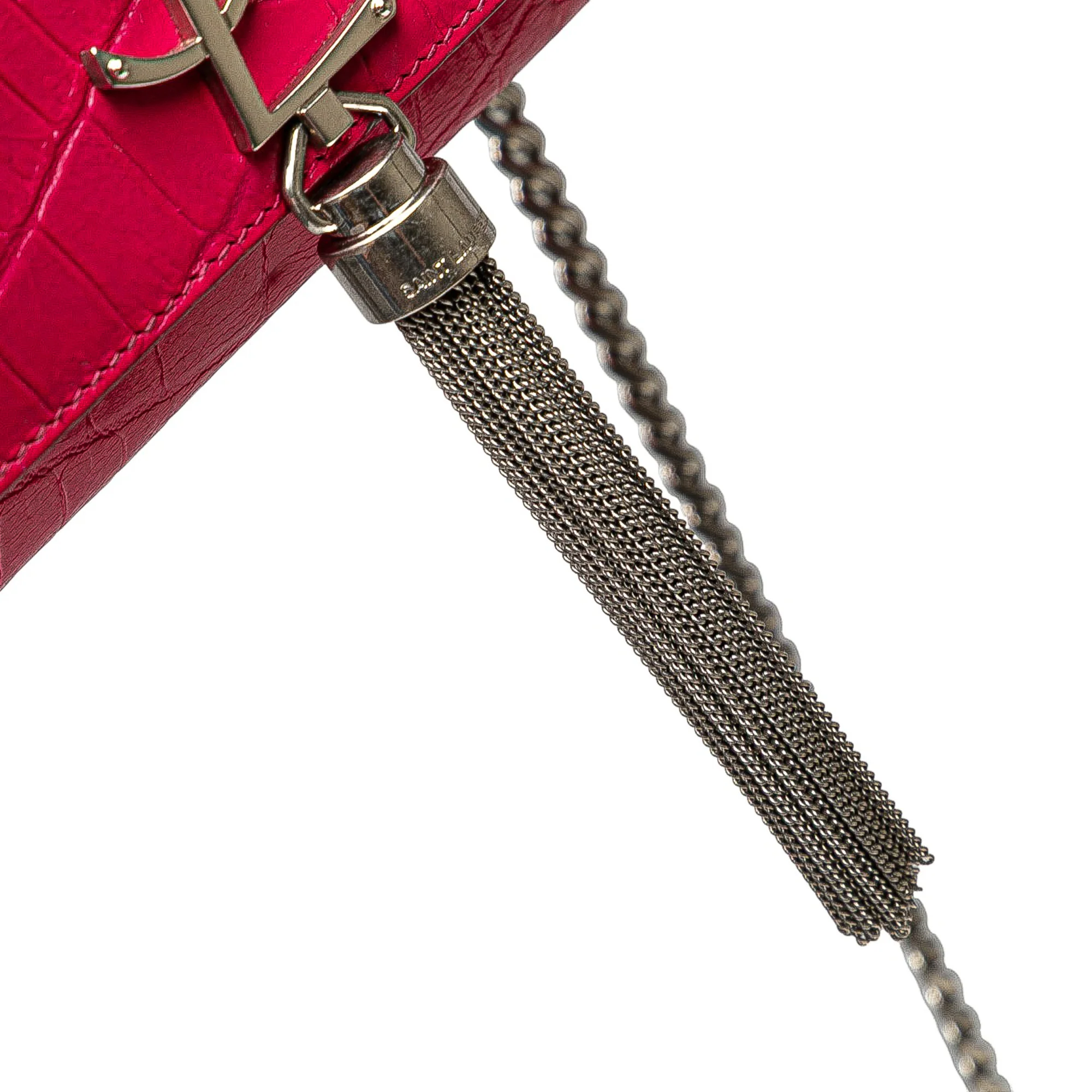 Classic Monogram Tassel Crossbody Bag Crocodile Embossed Leather Medium - Image 8