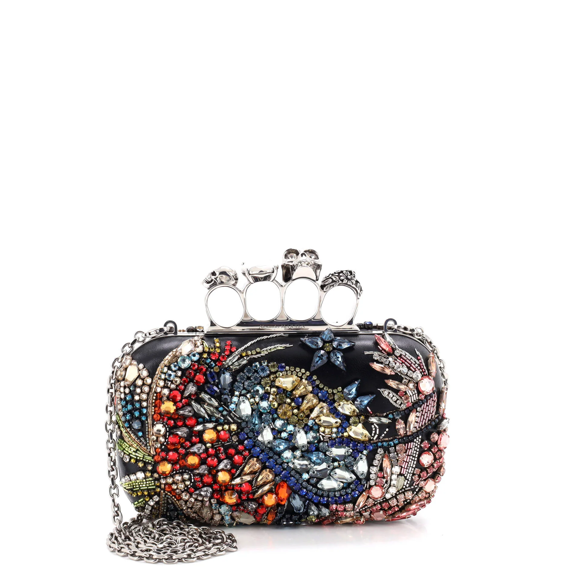 Hieronymus Knuckle Box Clutch Embellished Leather Small