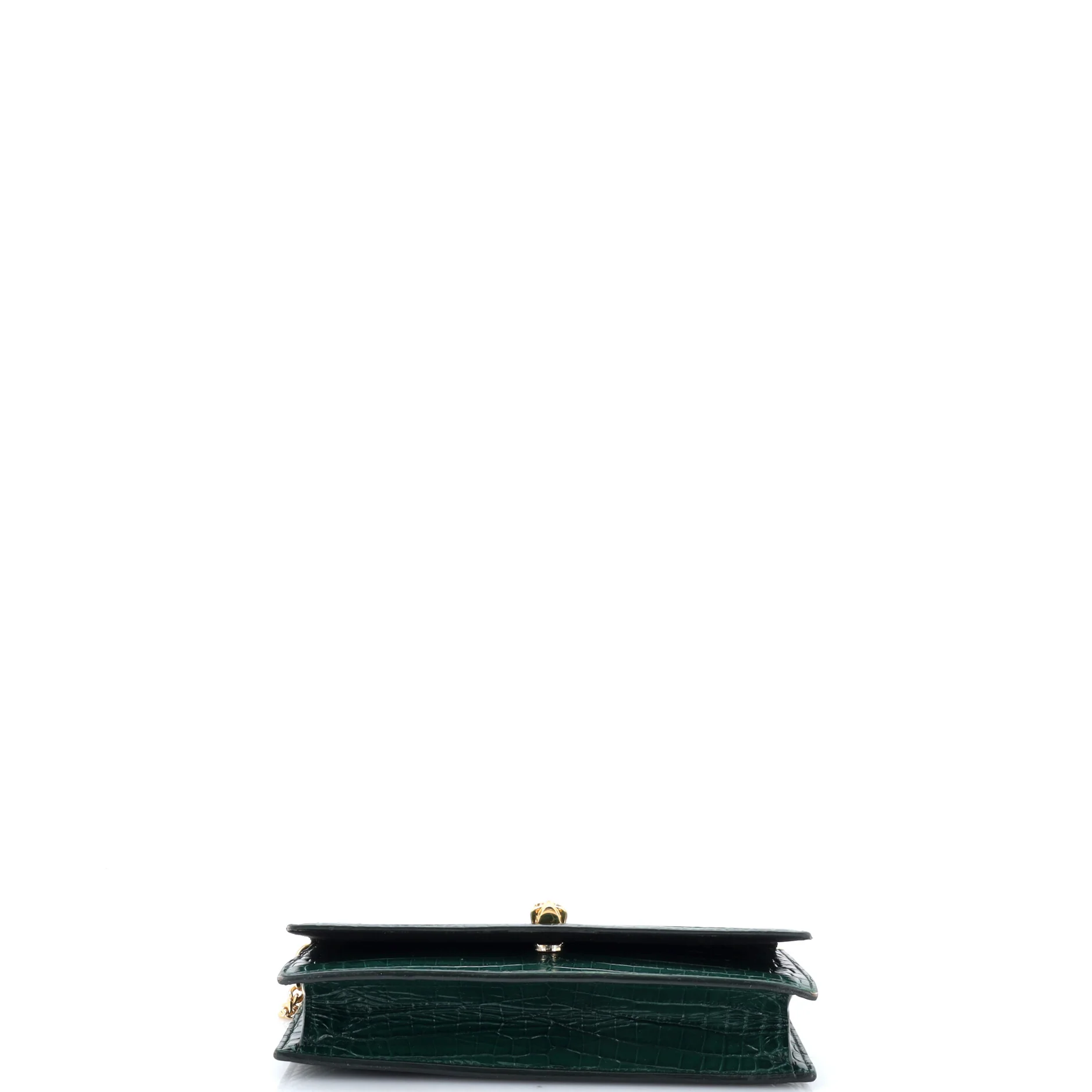 Skull Chain Crossbody Bag Crocodile Embossed Leather Medium - Image 4