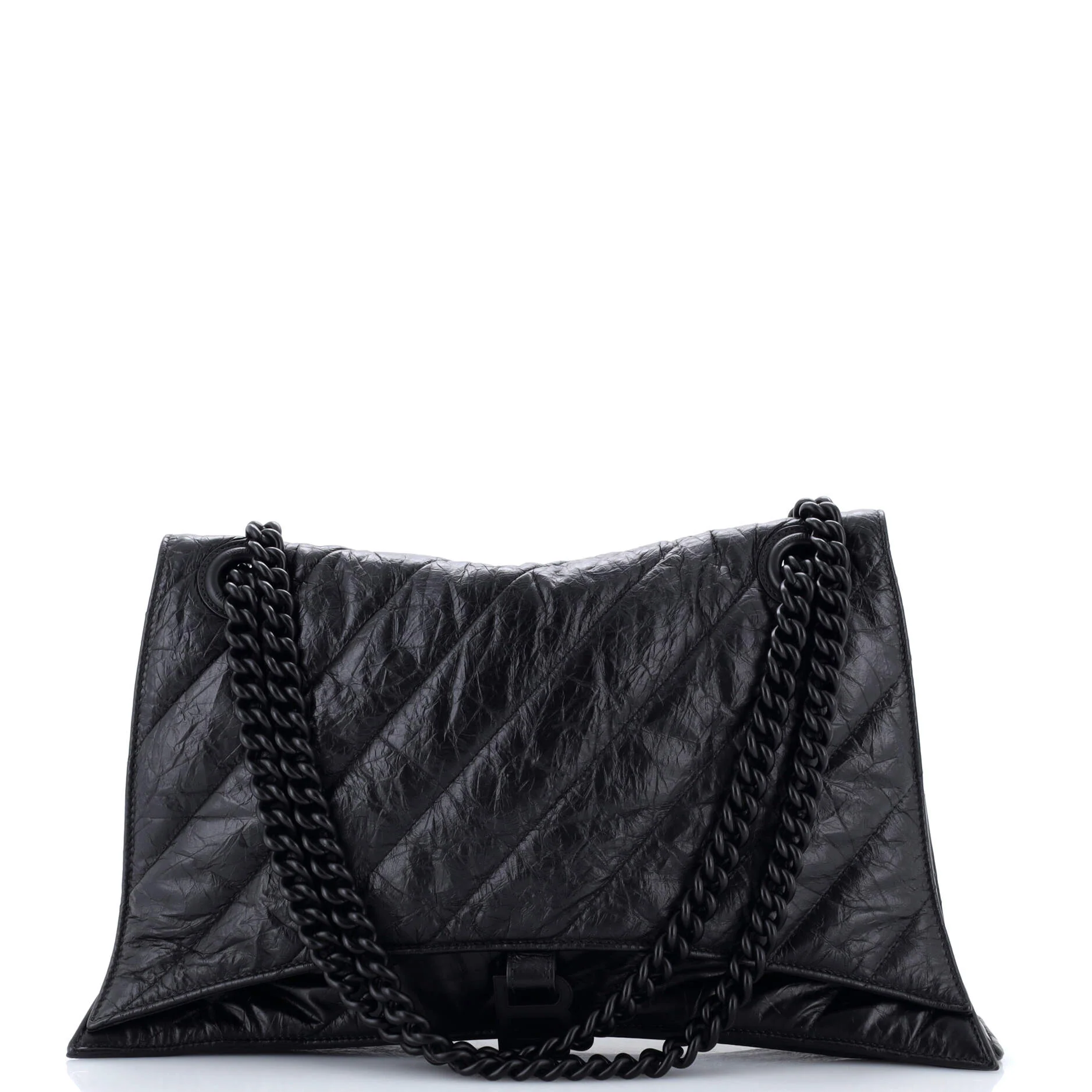 Crush Chain Flap Bag Quilted Crushed Calfskin Large