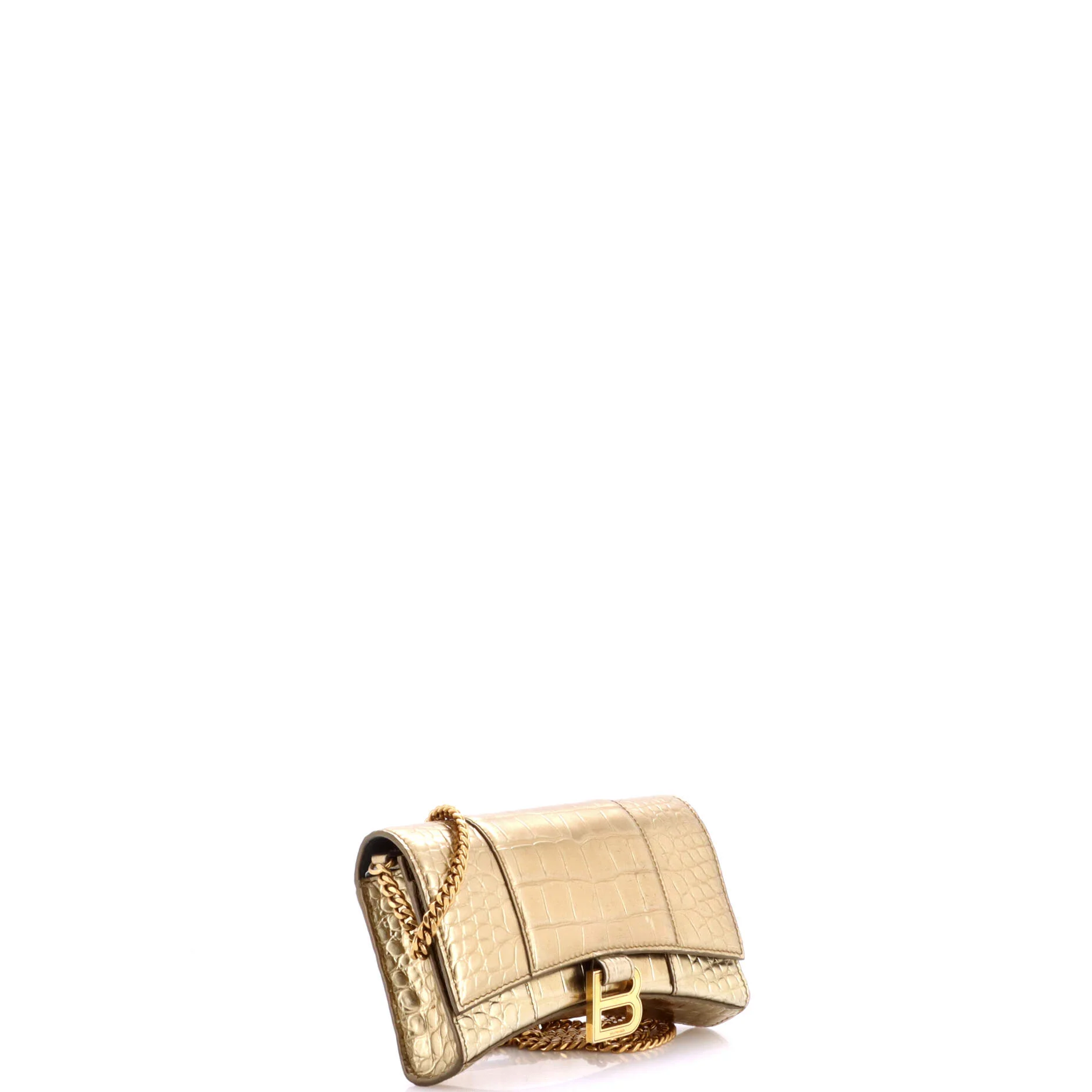 Hourglass Chain Wallet Crocodile Embossed Leather - Image 2