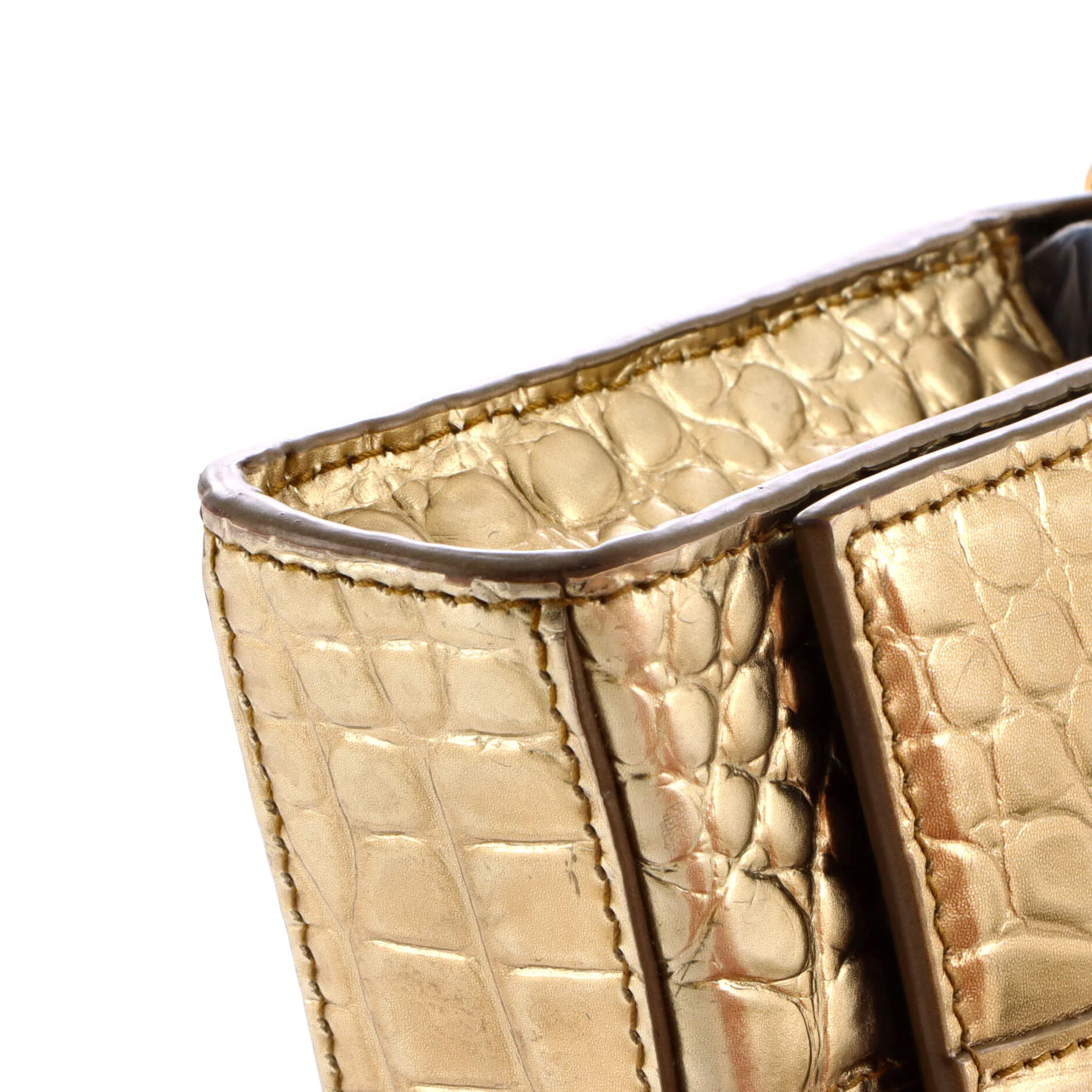 Hourglass Chain Wallet Crocodile Embossed Leather - Image 6