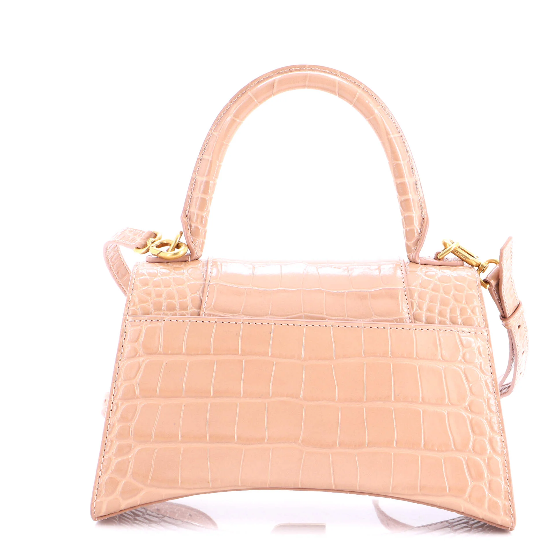 Hourglass Top Handle Bag Crocodile Embossed Leather Small - Image 3