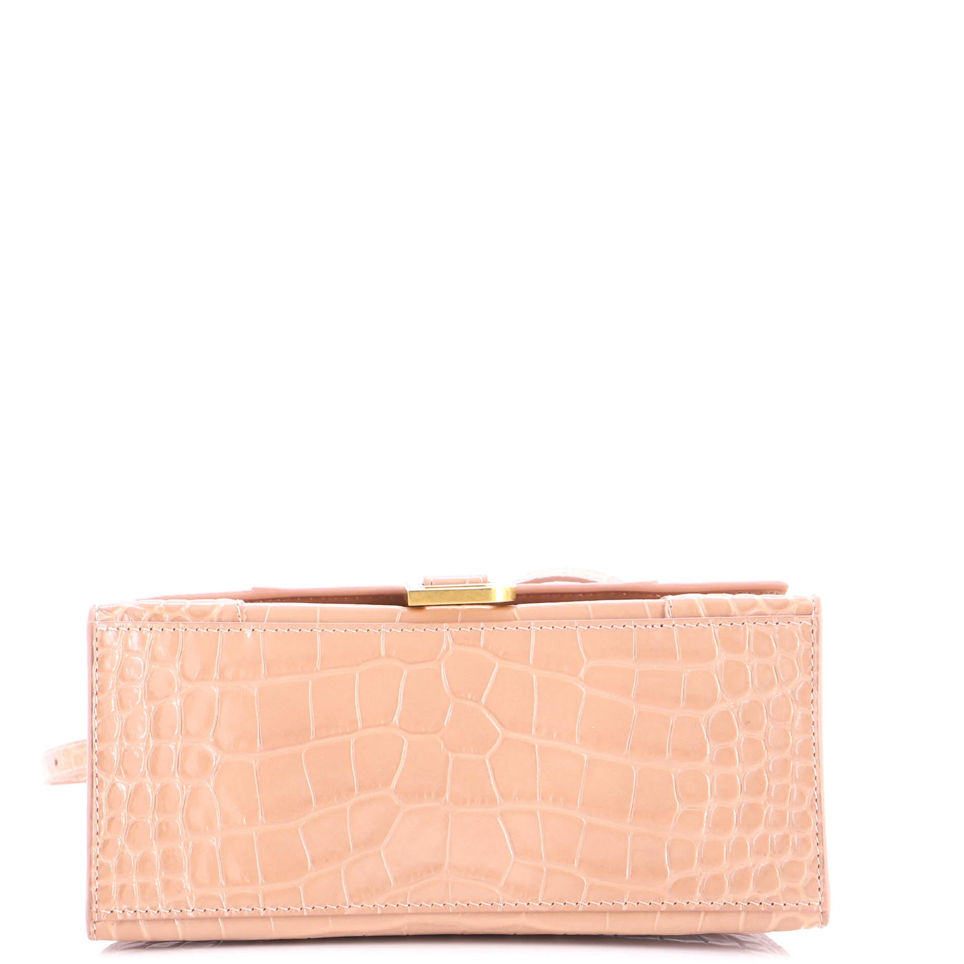 Hourglass Top Handle Bag Crocodile Embossed Leather Small - Image 4
