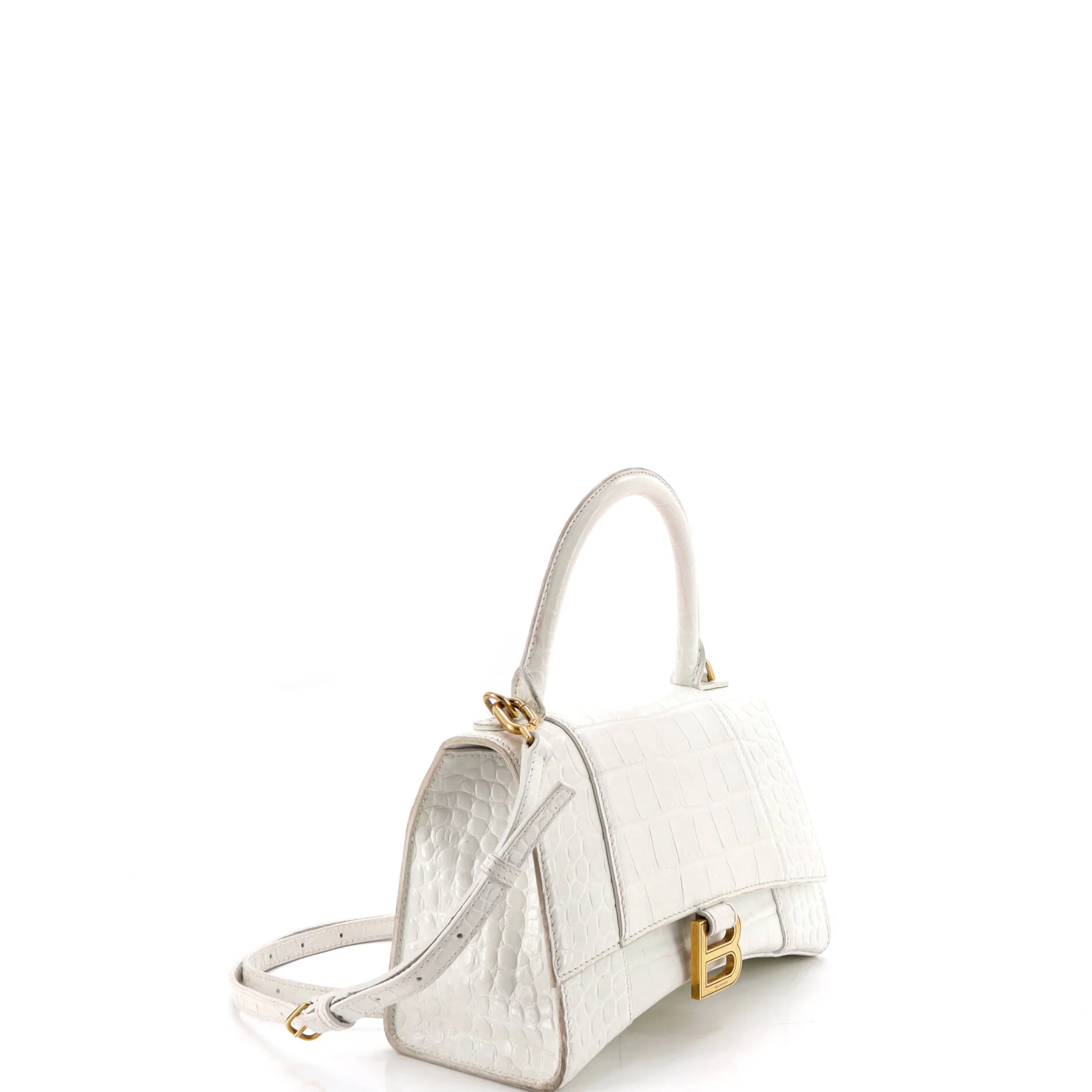 Hourglass Top Handle Bag Crocodile Embossed Leather Small - Image 2