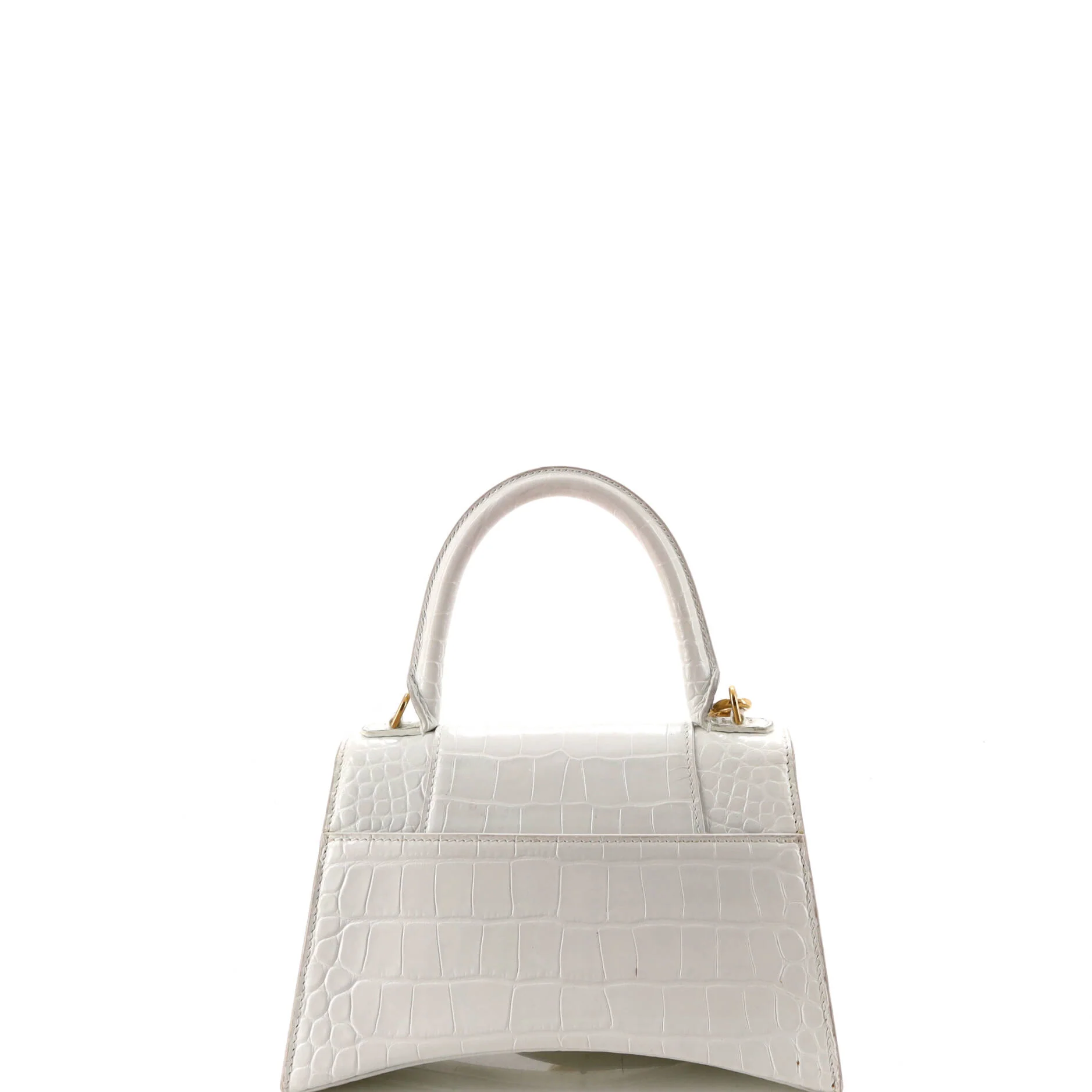 Hourglass Top Handle Bag Crocodile Embossed Leather Small - Image 3