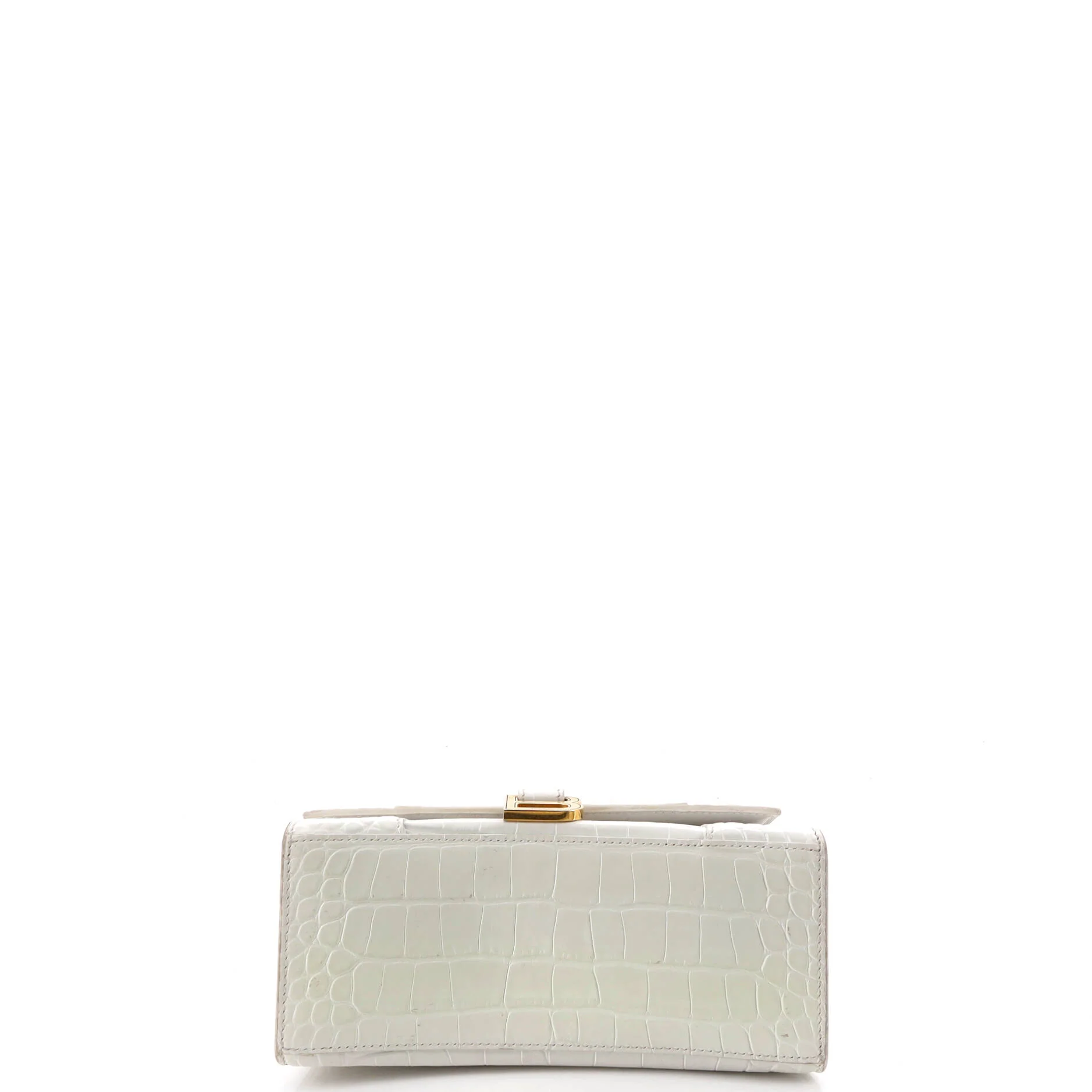 Hourglass Top Handle Bag Crocodile Embossed Leather Small - Image 4