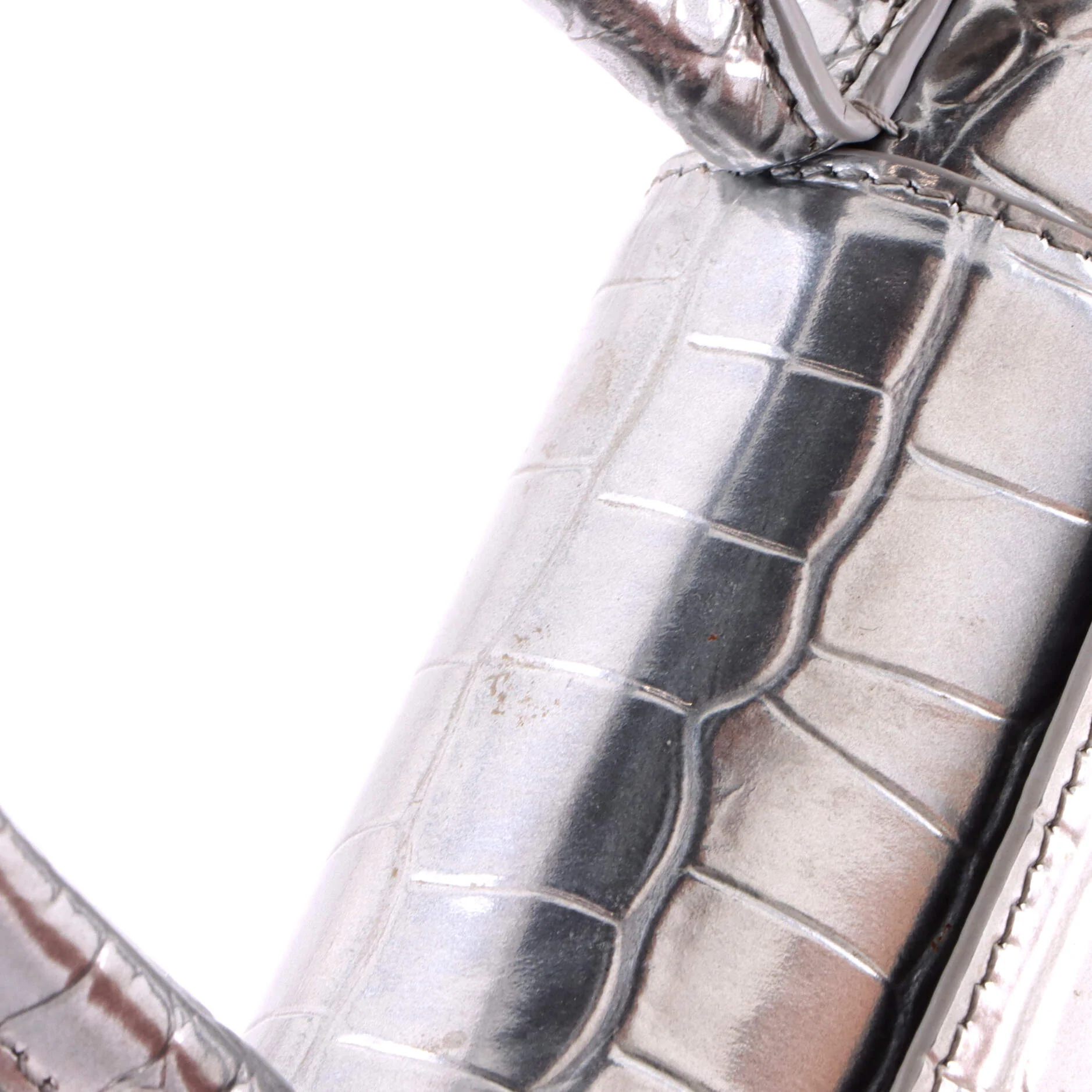 Hourglass Top Handle Bag Crocodile Embossed Leather XS - Image 6