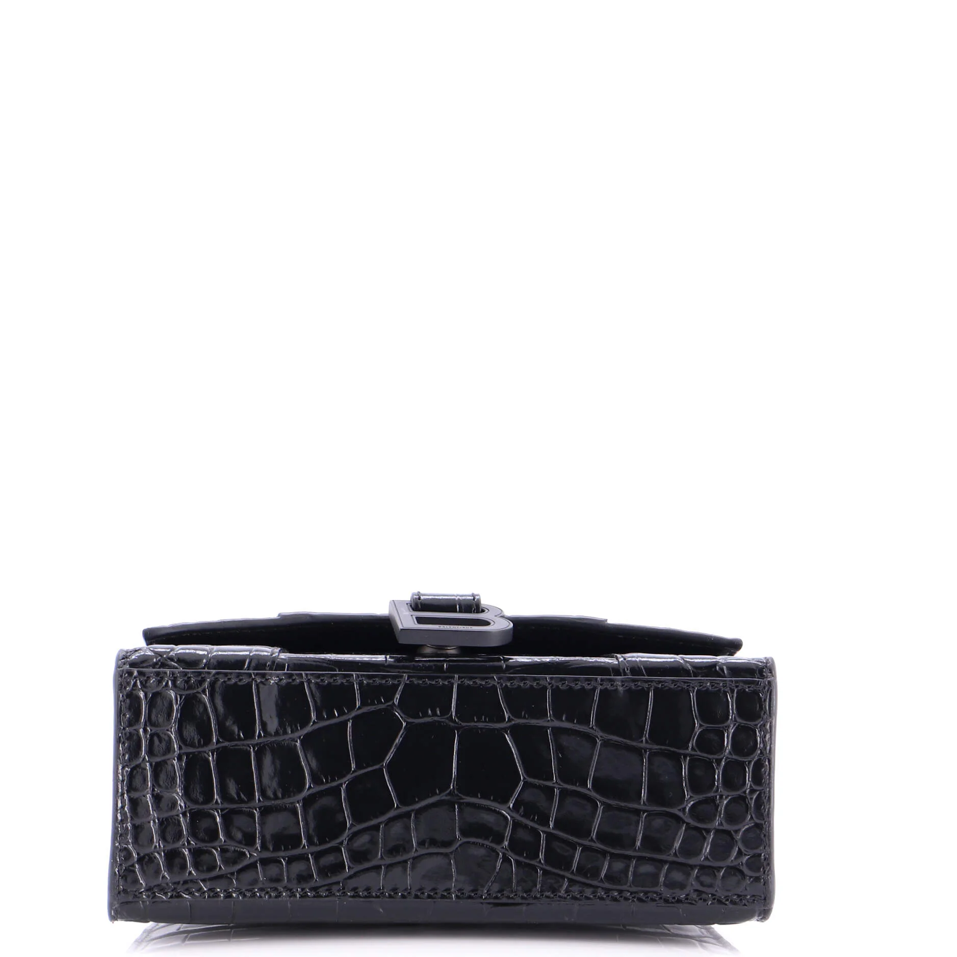 Hourglass Top Handle Bag Crocodile Embossed Leather XS - Image 4