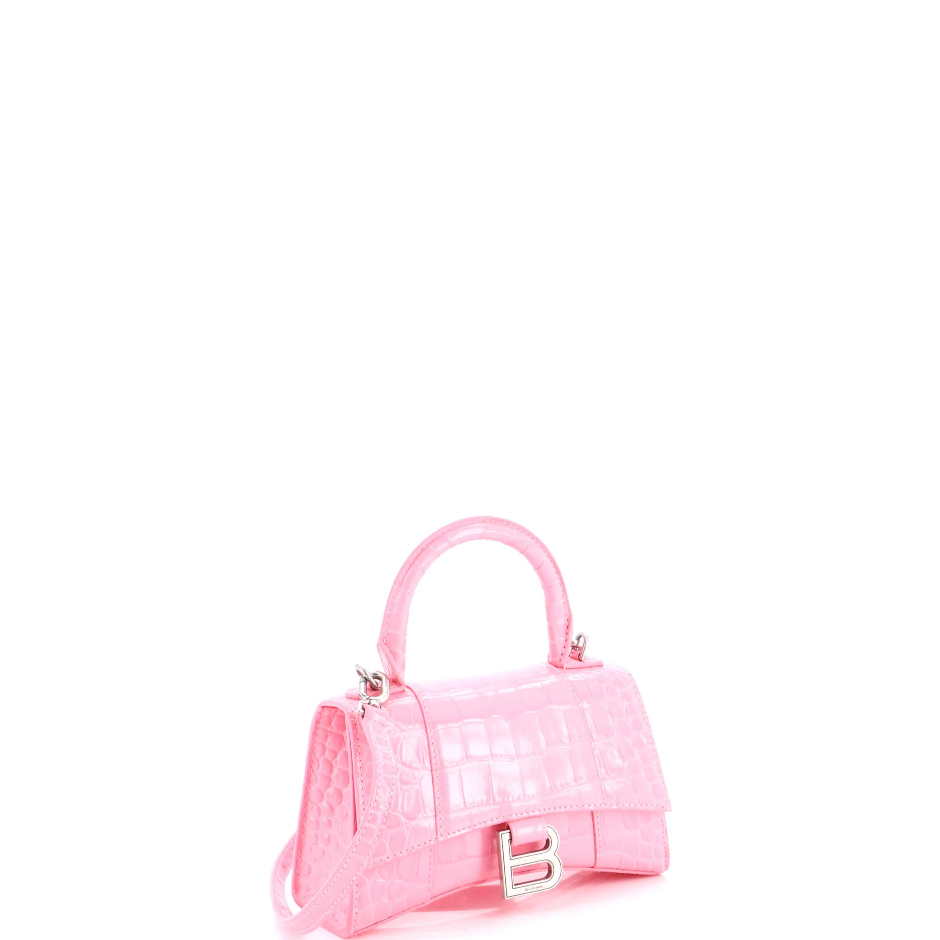 Hourglass Top Handle Bag Crocodile Embossed Leather XS - Image 2