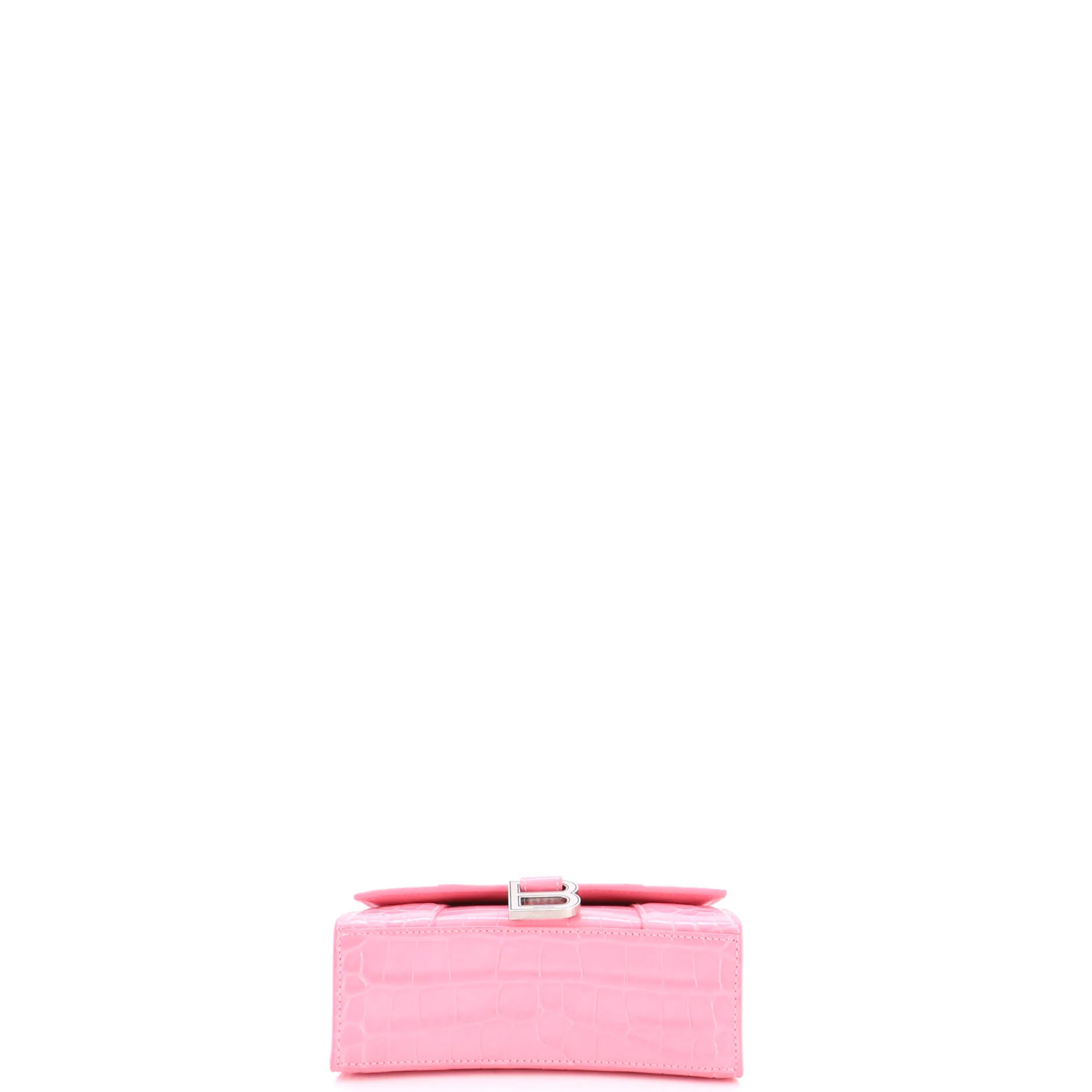 Hourglass Top Handle Bag Crocodile Embossed Leather XS - Image 4