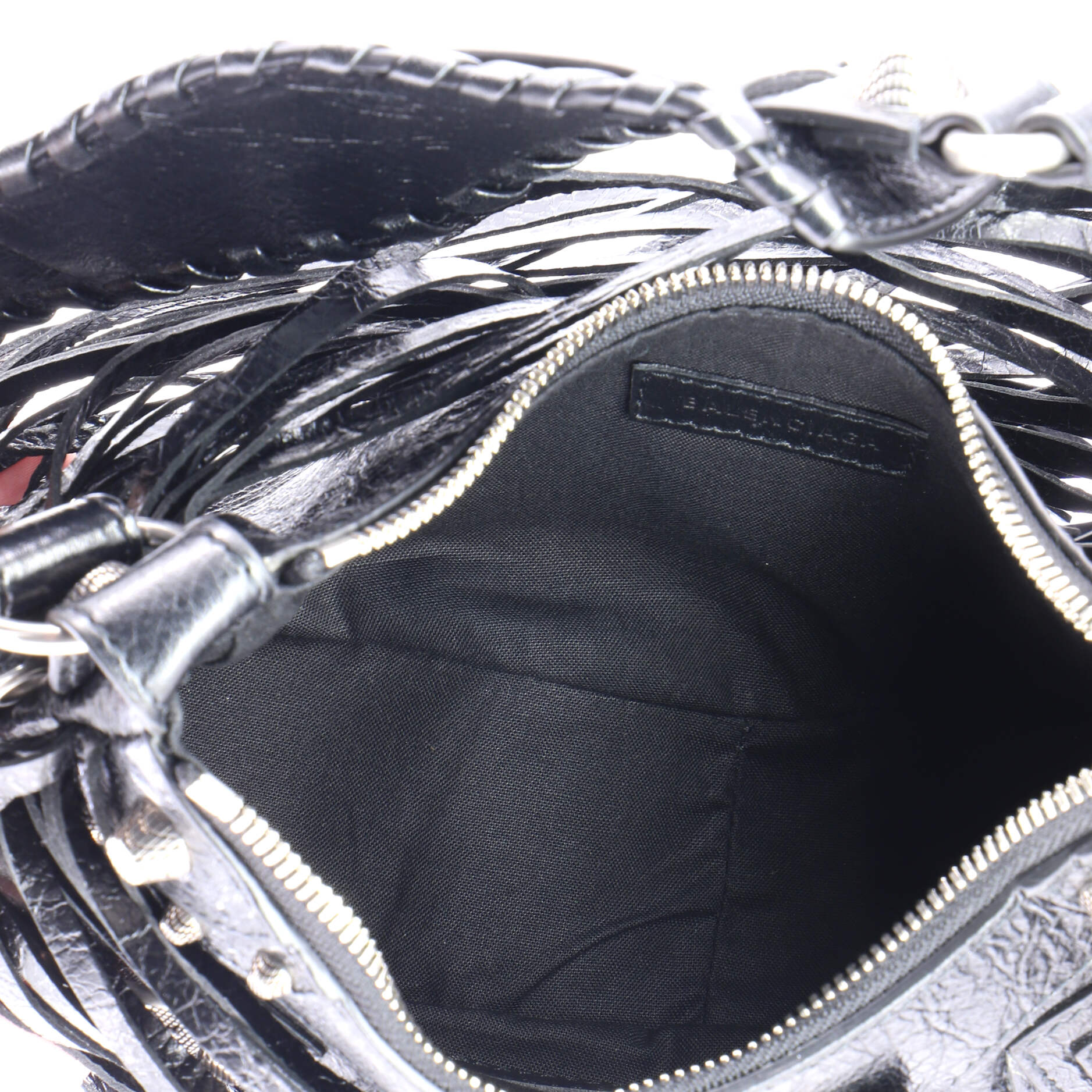 Le Cagole Giant Studs Fringe Shoulder Bag Leather XS - Image 7