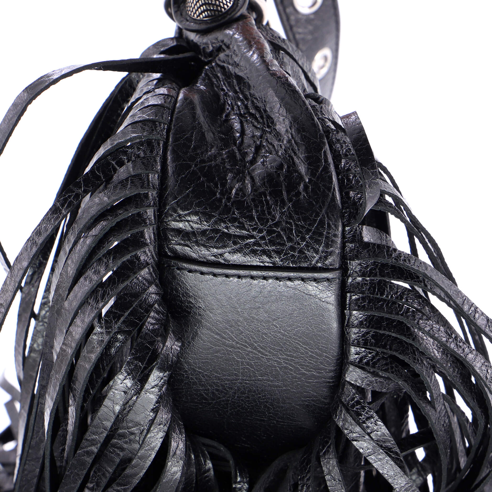 Le Cagole Giant Studs Fringe Shoulder Bag Leather XS - Image 8