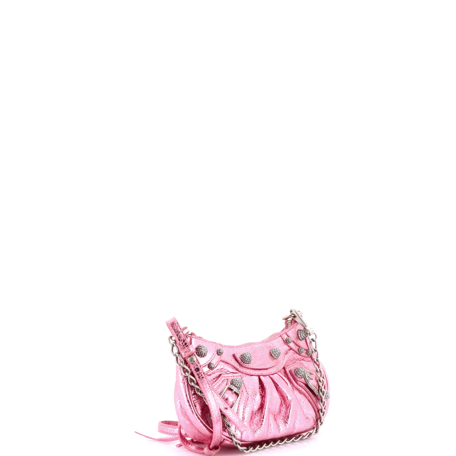 Le Cagole Giant Studs Shoulder Bag Leather with Crystals Mini - Image 2