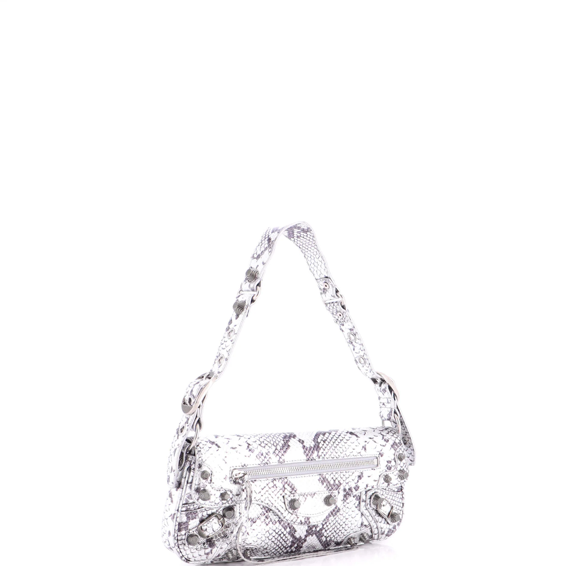 Le Cagole Giant Studs Sling Bag Python Embossed Leather XS - Image 2
