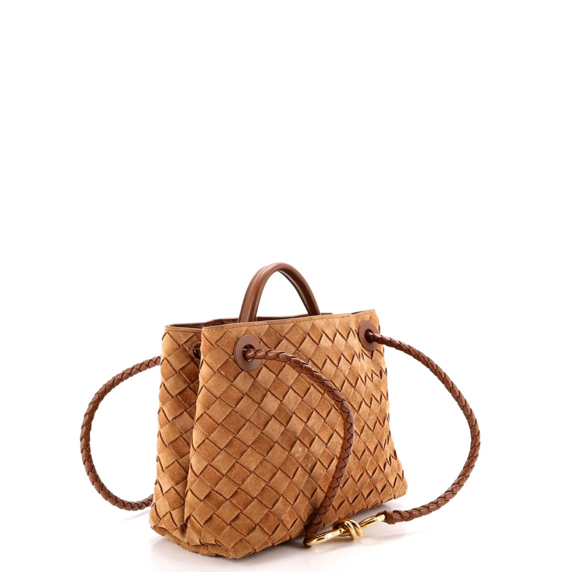 Andiamo Top Handle Bag Intrecciato Suede Small - Image 2
