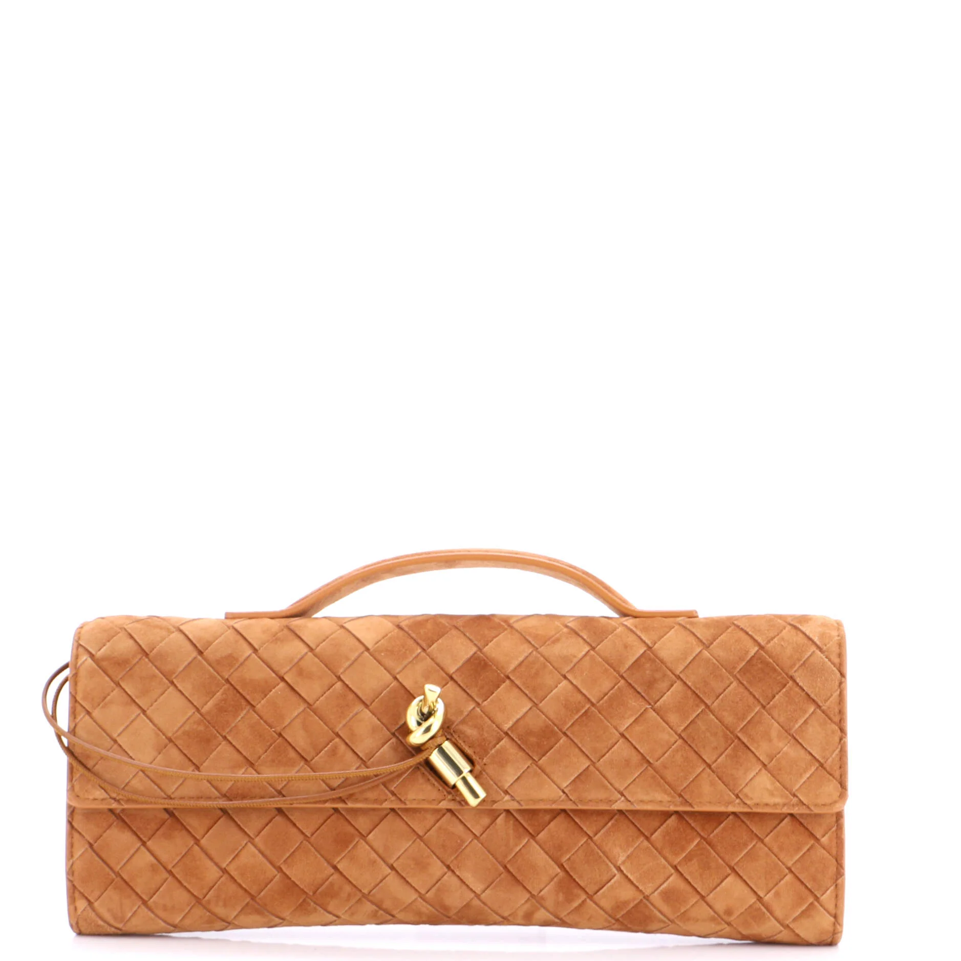 Andiamo Top Handle Clutch Intrecciato Suede Long