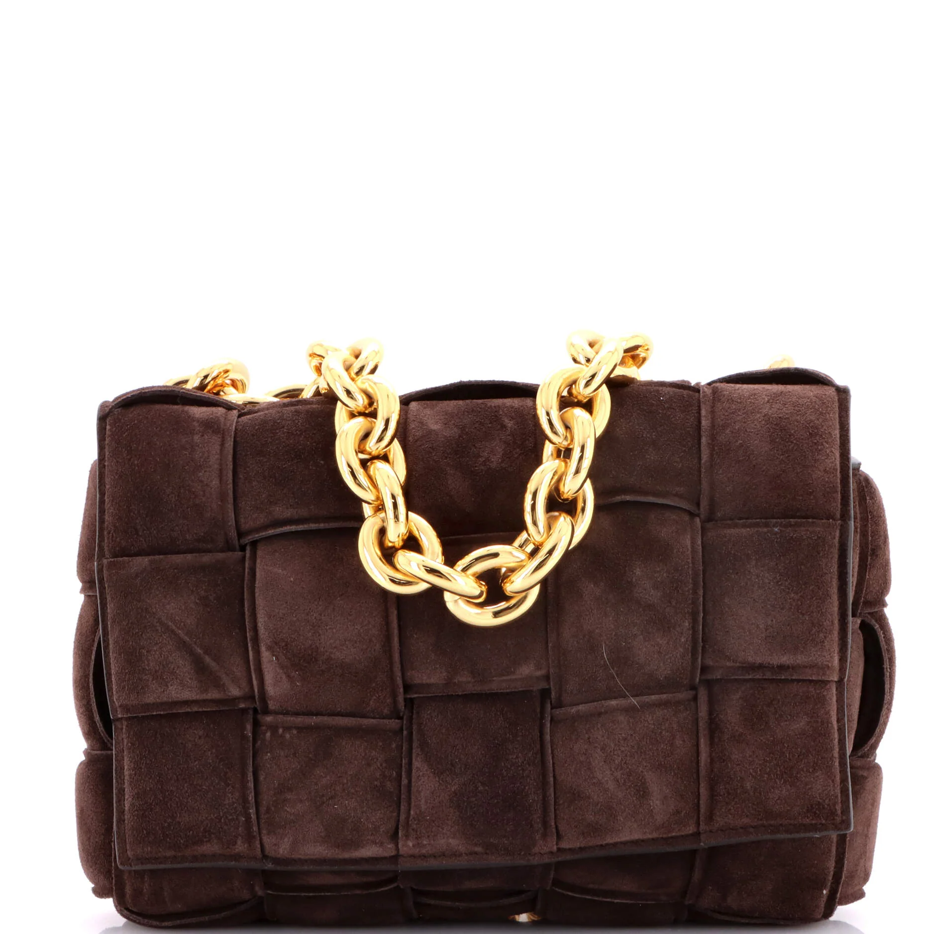 Cassette Chain Crossbody Bag Padded Maxi Intrecciato Suede