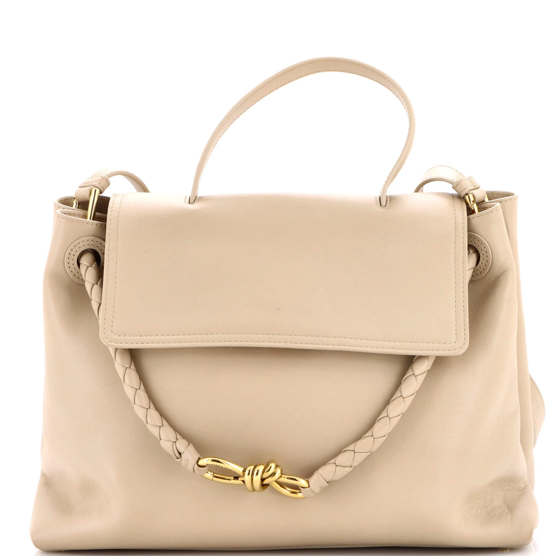 Ciao Ciao Top Handle Bag Leather with Intrecciato Detail Medium