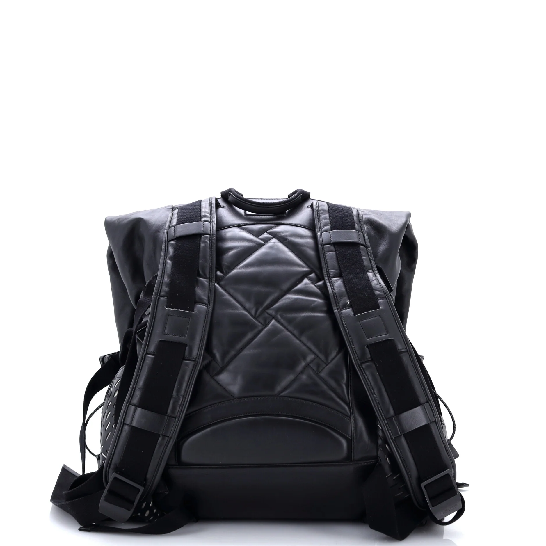 Fold Over Backpack Leather with Perforated Detail - Image 3