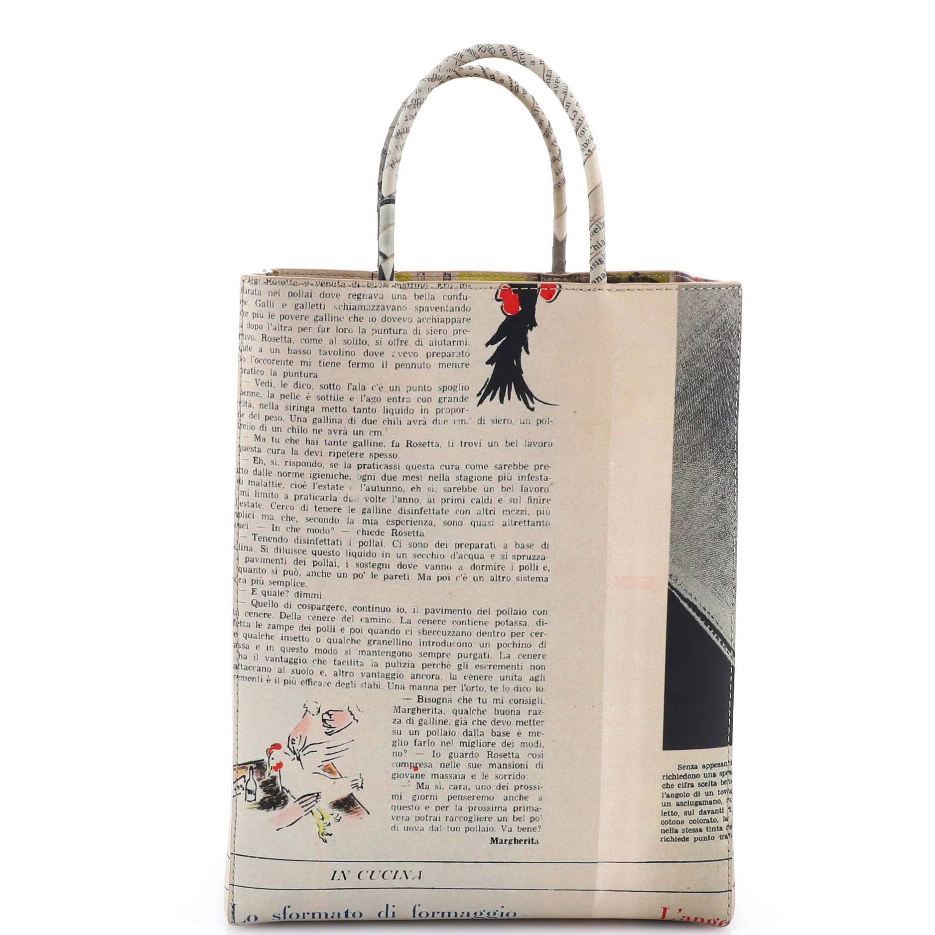 The Newspaper Shopper Tote Printed Leather Small