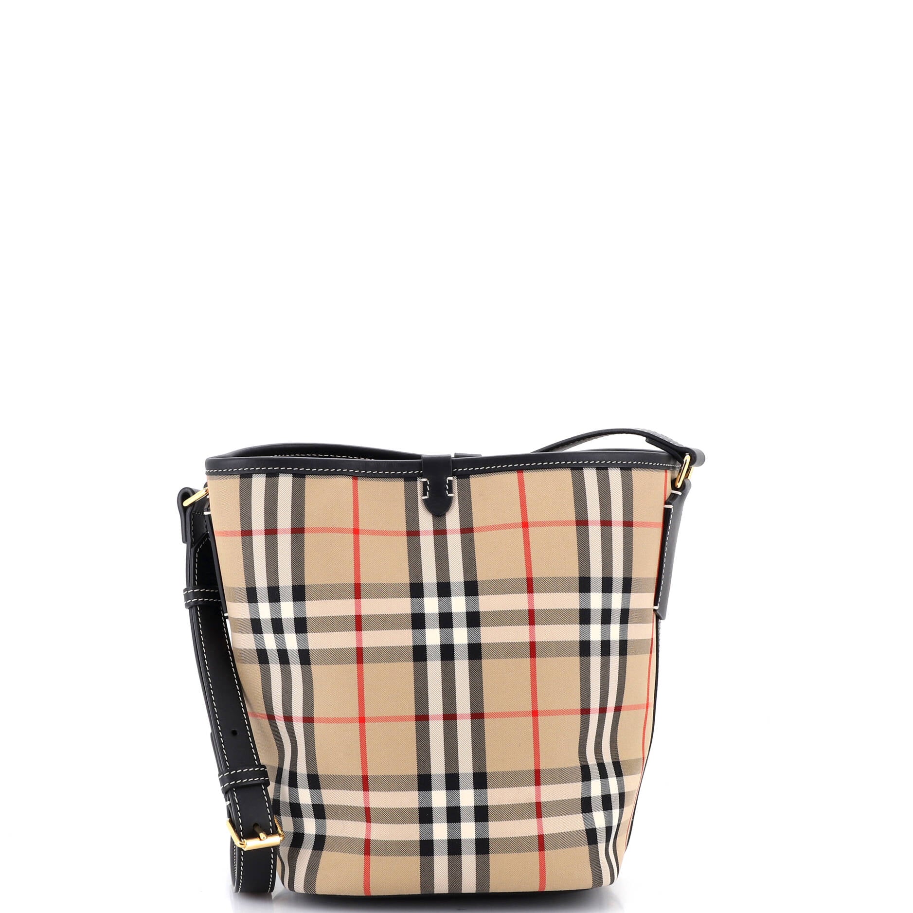Ashby Bucket Bag Vintage Check Canvas with Leather Mini