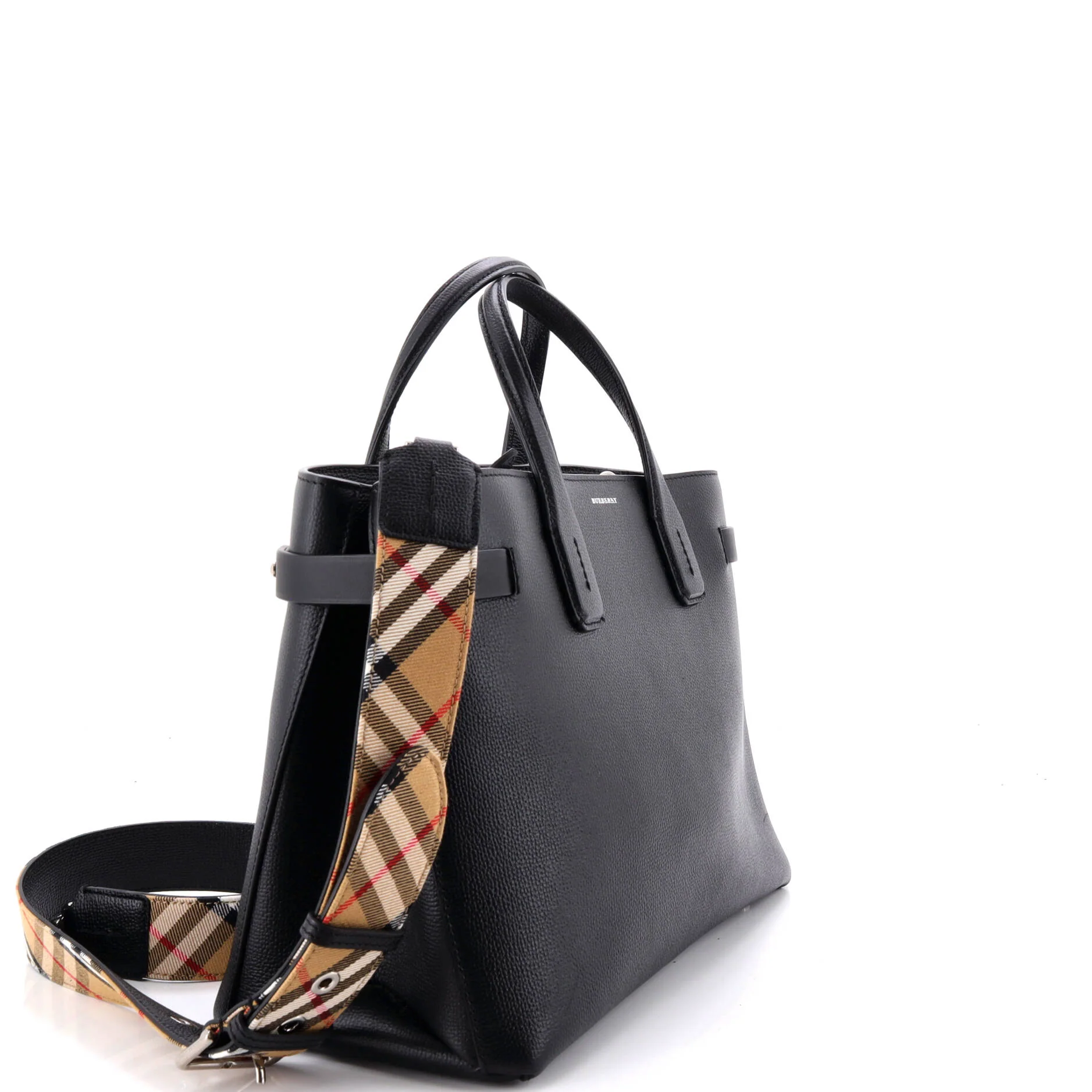 Banner NM Tote Leather with Vintage Check Canvas Medium - Image 2