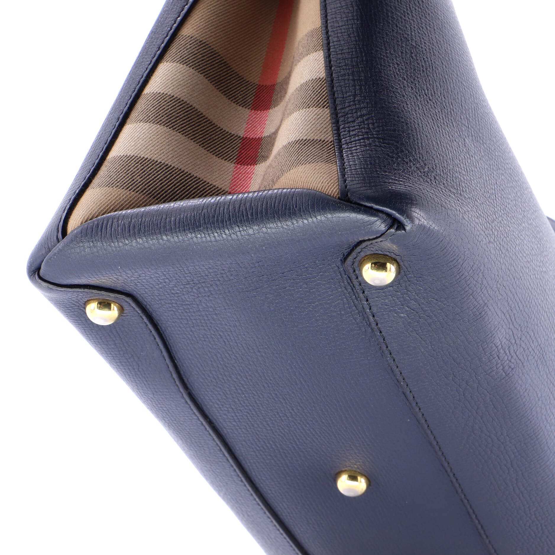 Banner Tote Leather and House Check Canvas Medium - Image 6
